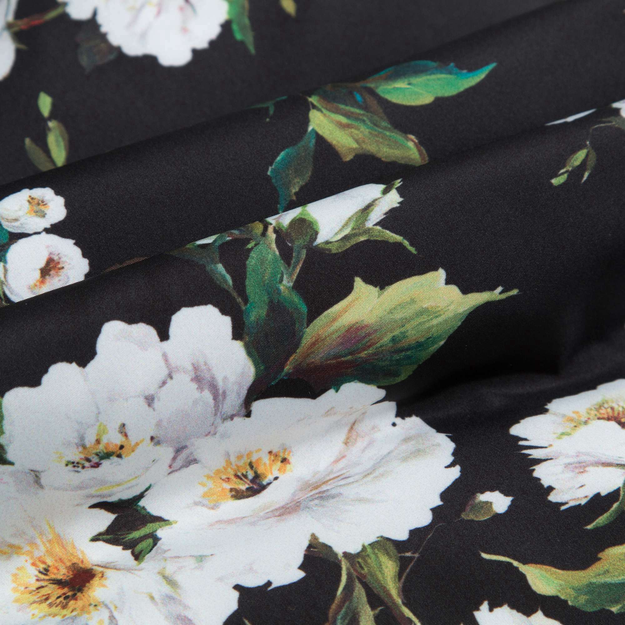 Girls Black  Rose Print Down Filled Coat