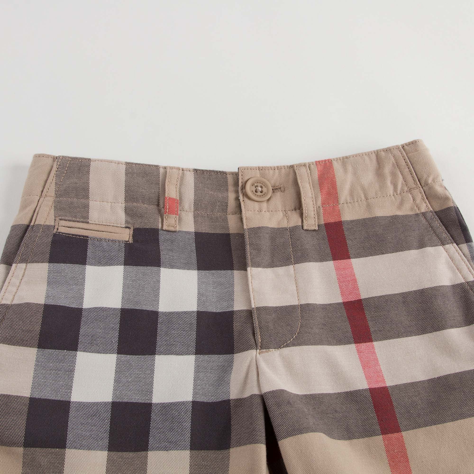 Boys Beige Checked Cotton Shorts - CÉMAROSE | Children's Fashion Store - 3