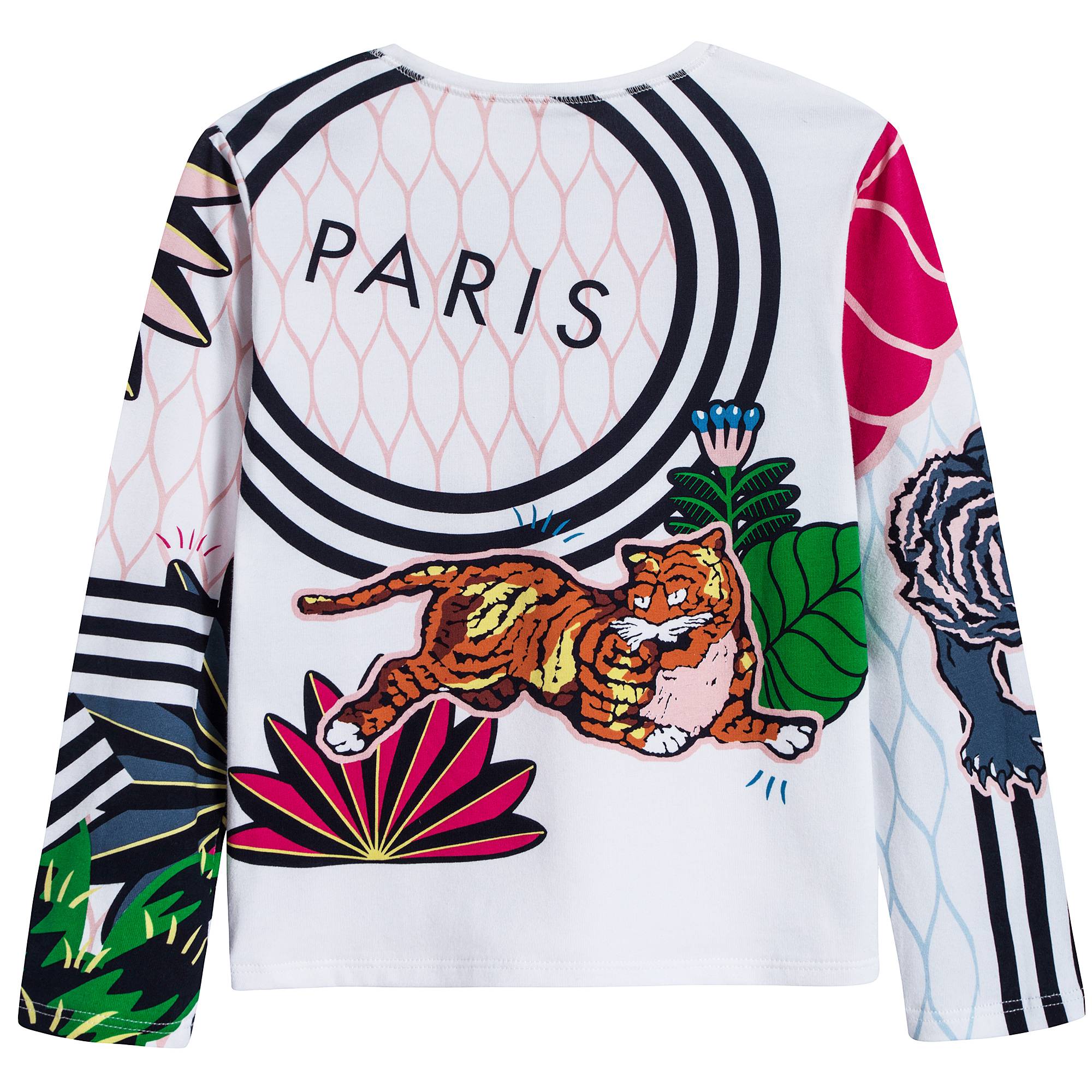 Girls White Printed Cotton T-shirt