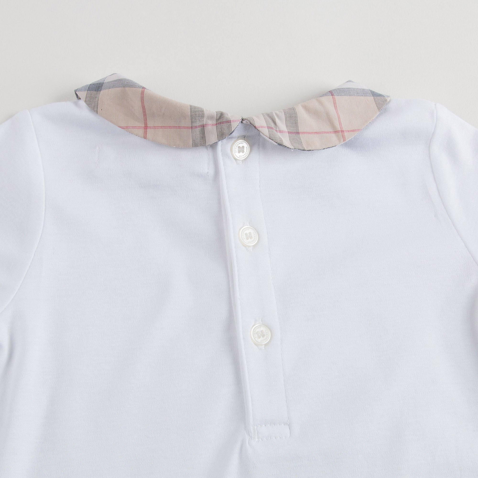 Baby Boys&Baby Girls White With Check Collar Babygrows - CÉMAROSE | Children's Fashion Store - 6