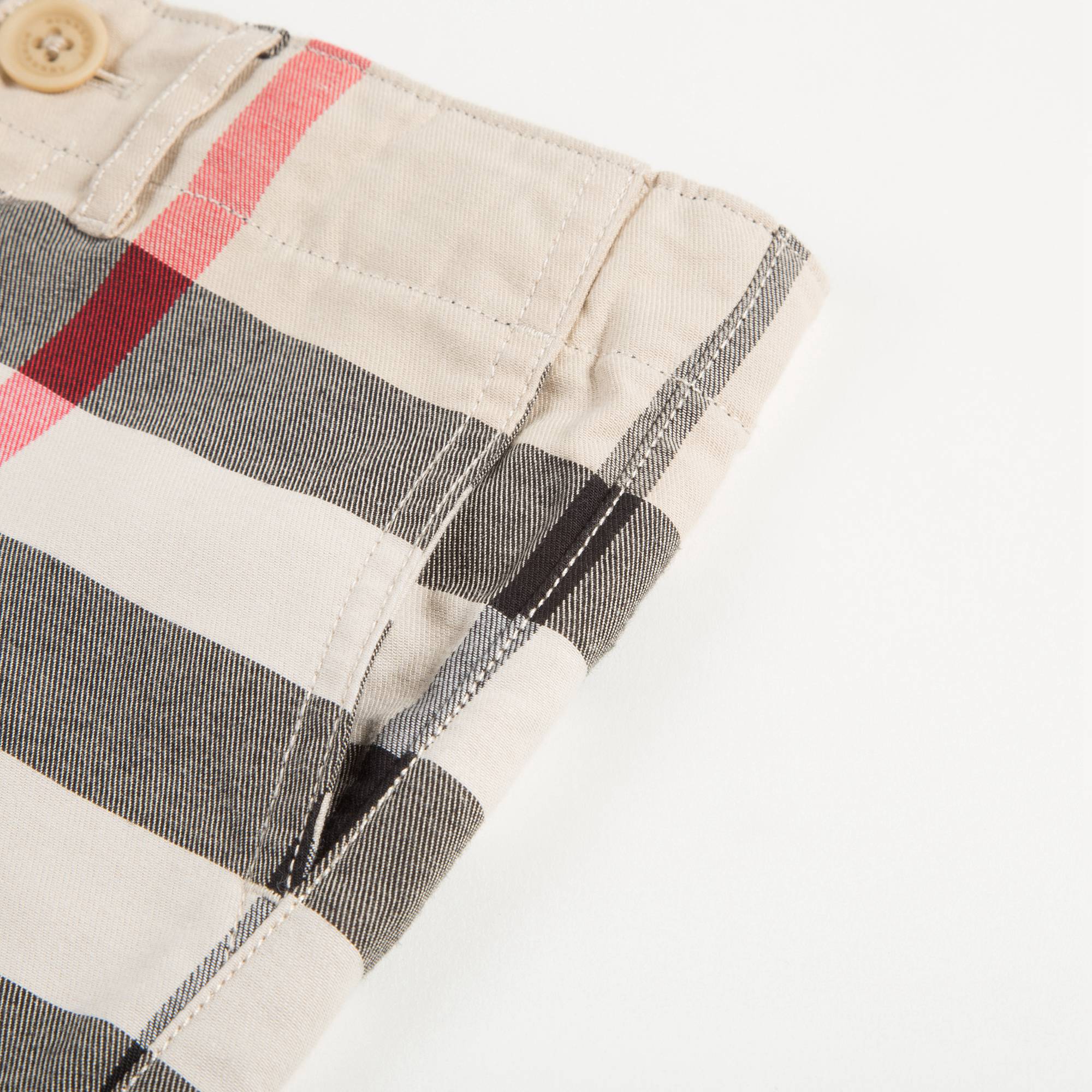 Boys  Beige Checked  Cotton  Shorts
