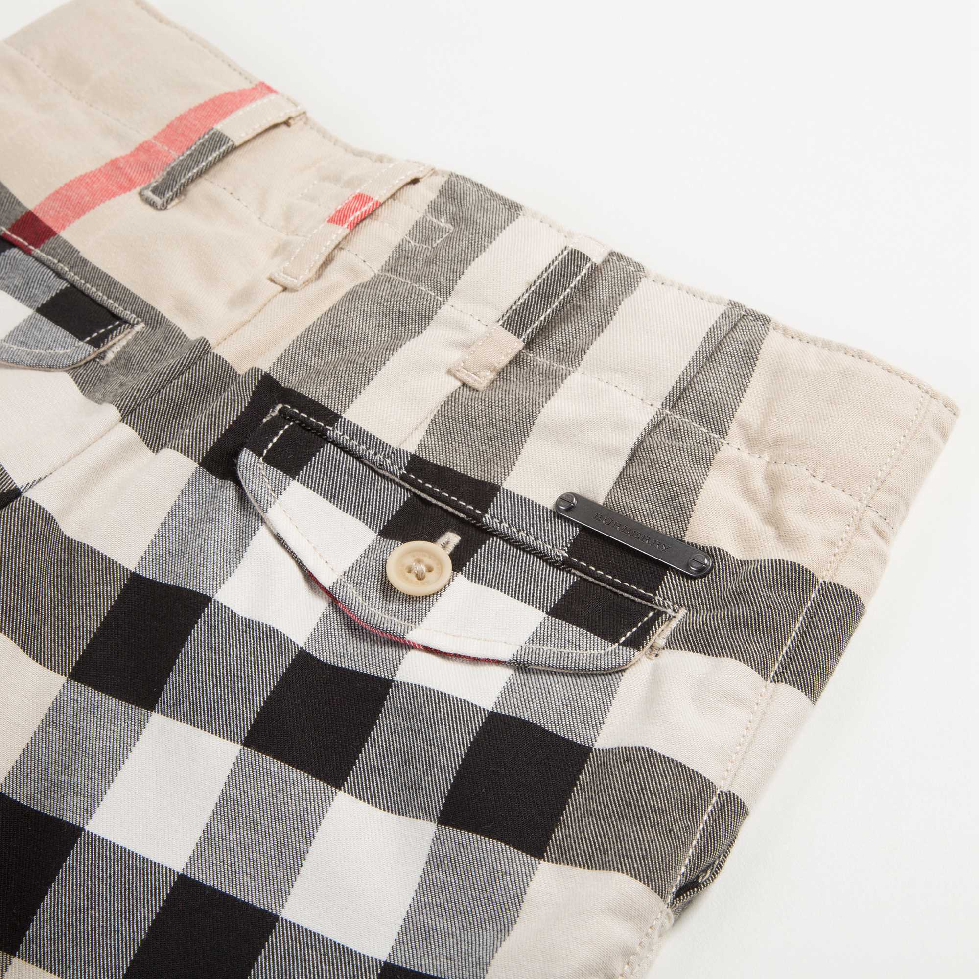 Baby Boys Beige Checked Cotton Shorts