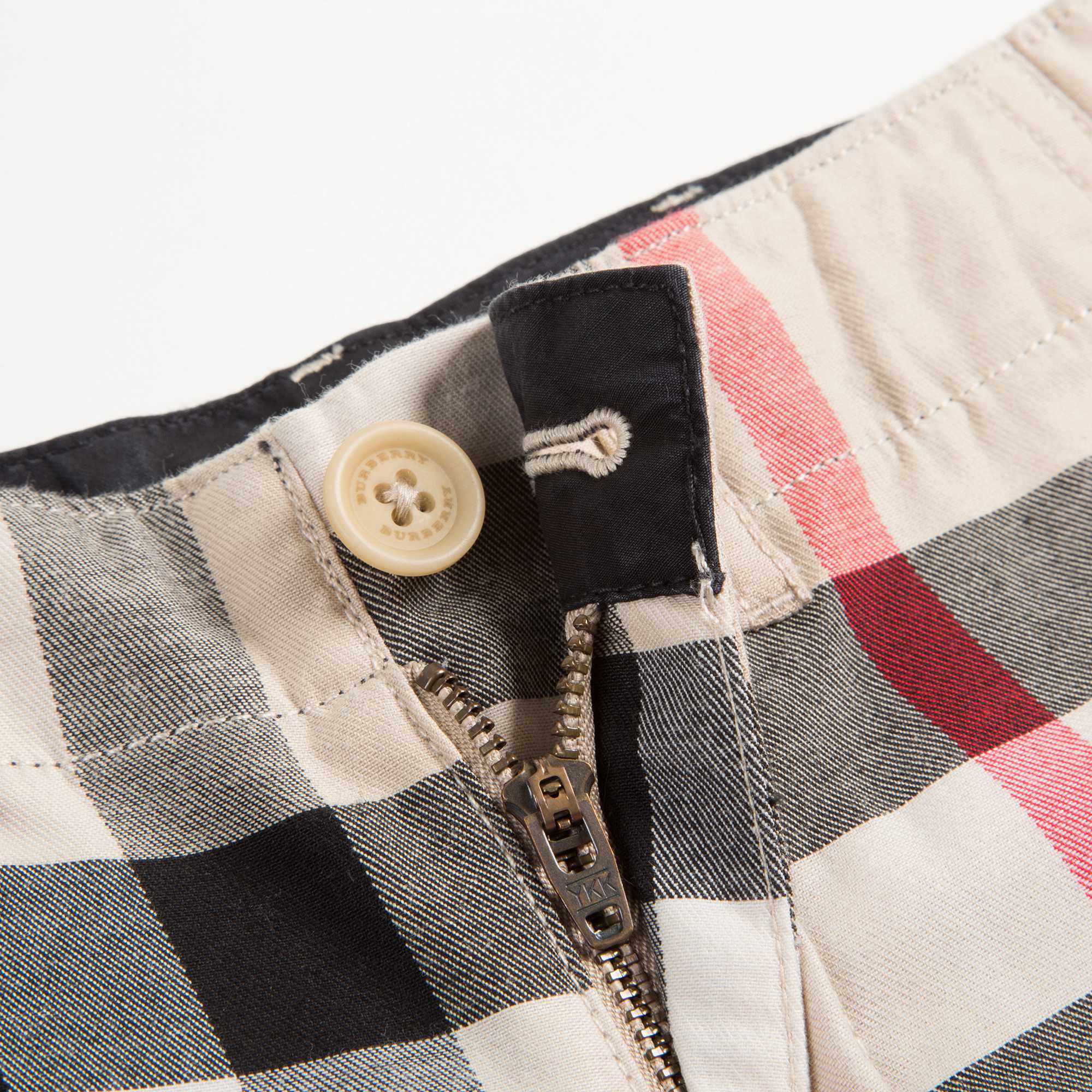 Boys  Beige Checked  Cotton  Shorts