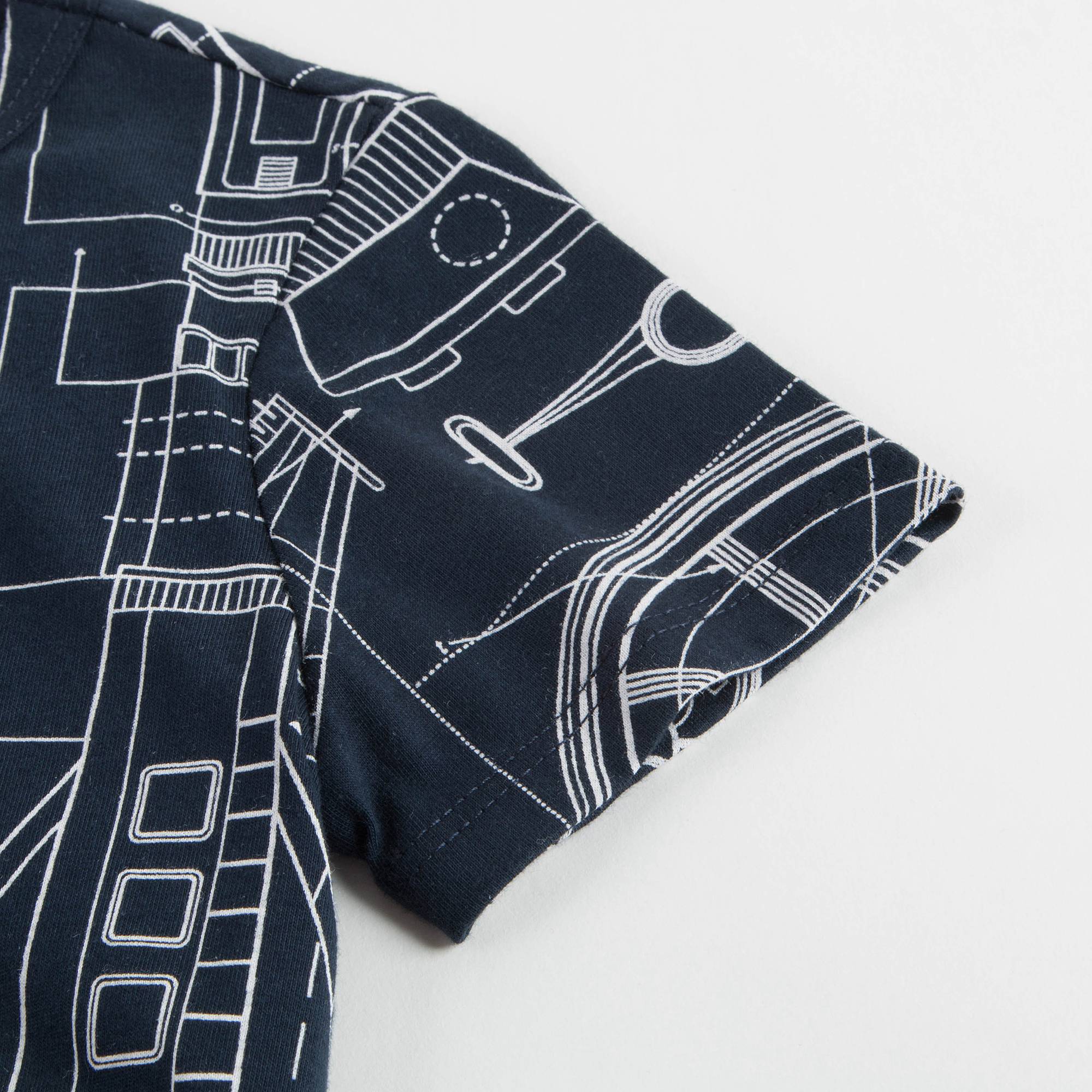 Boys Navy Printed Cotton T-shirt