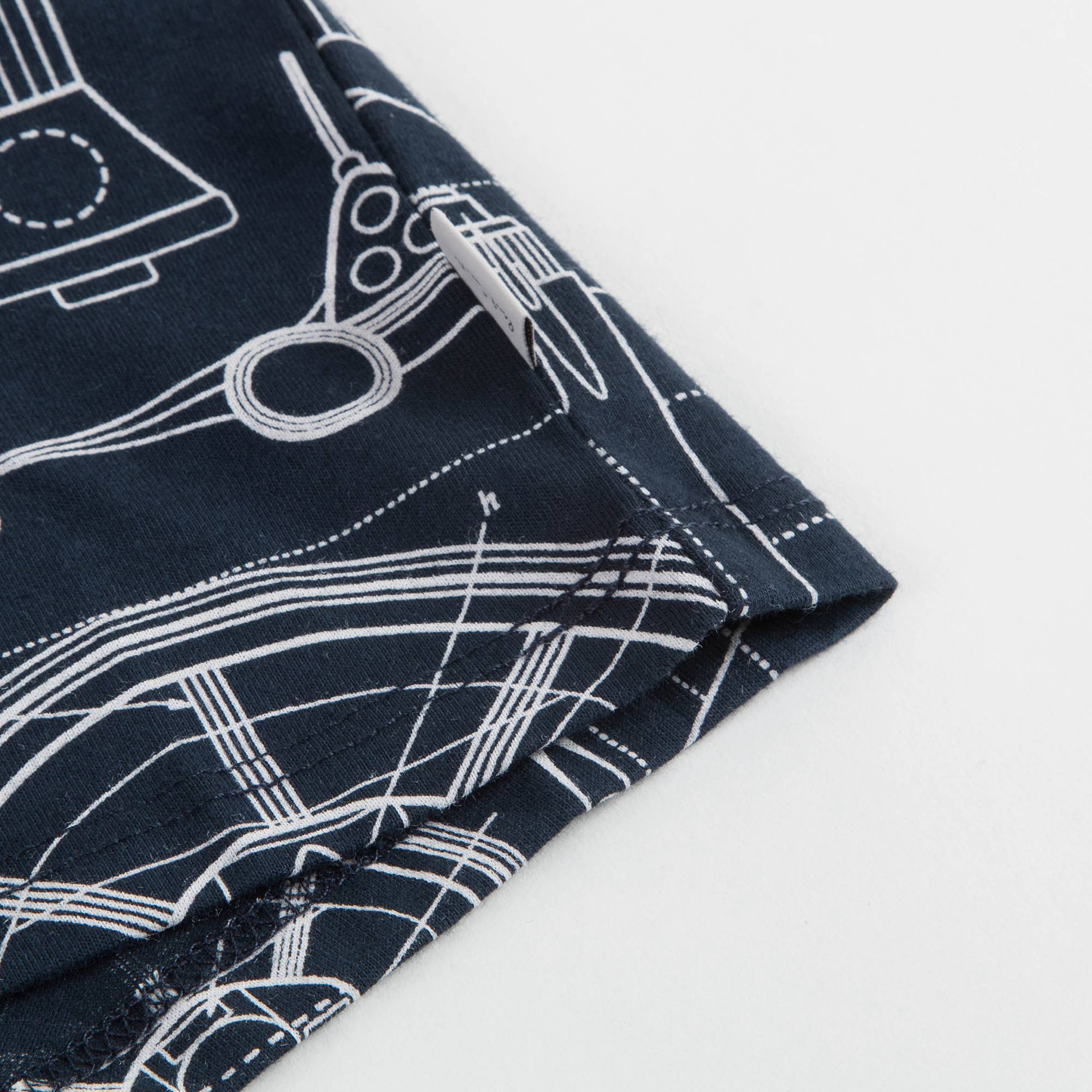 Boys Navy Printed Cotton T-shirt