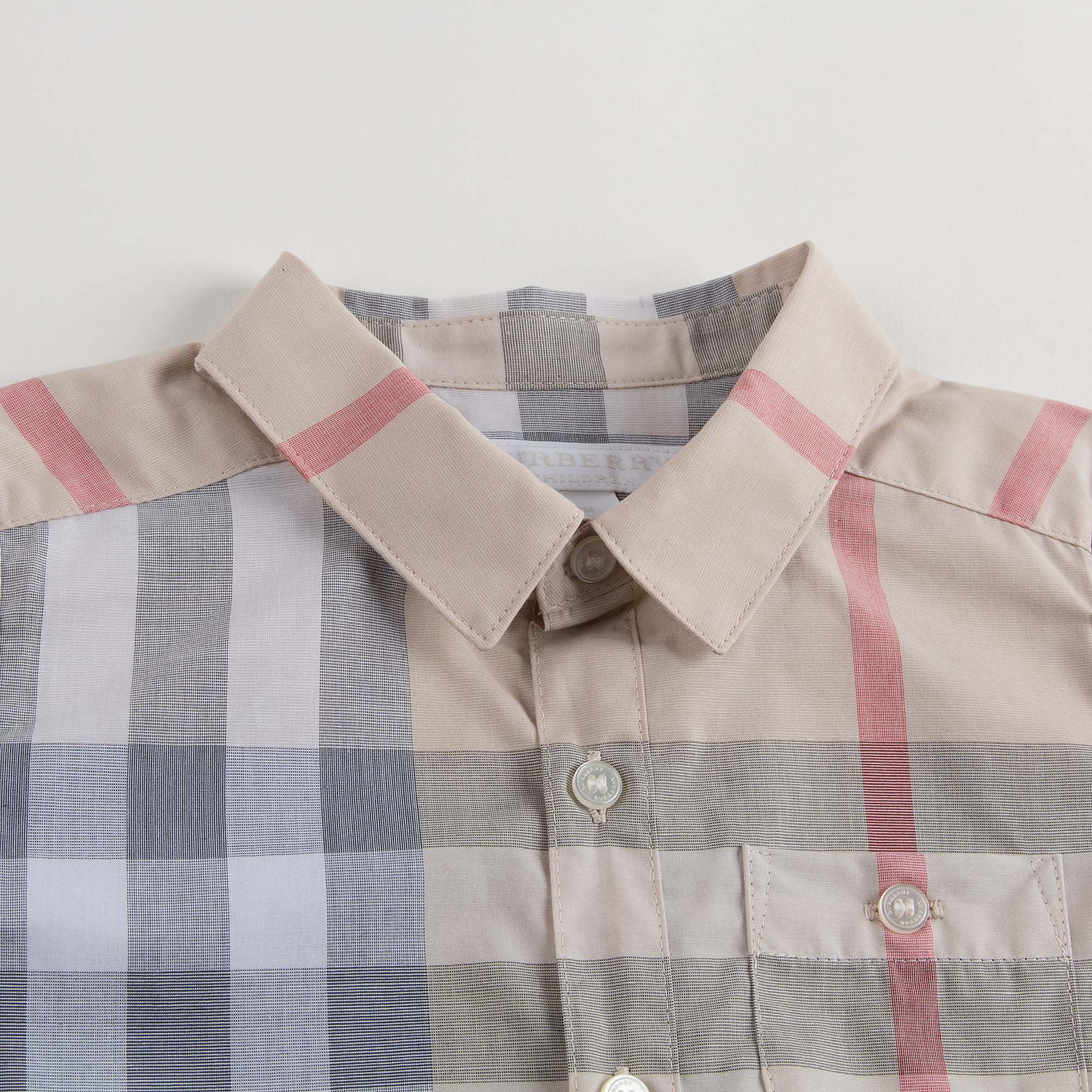 Baby Beige Check Cotton Shirt