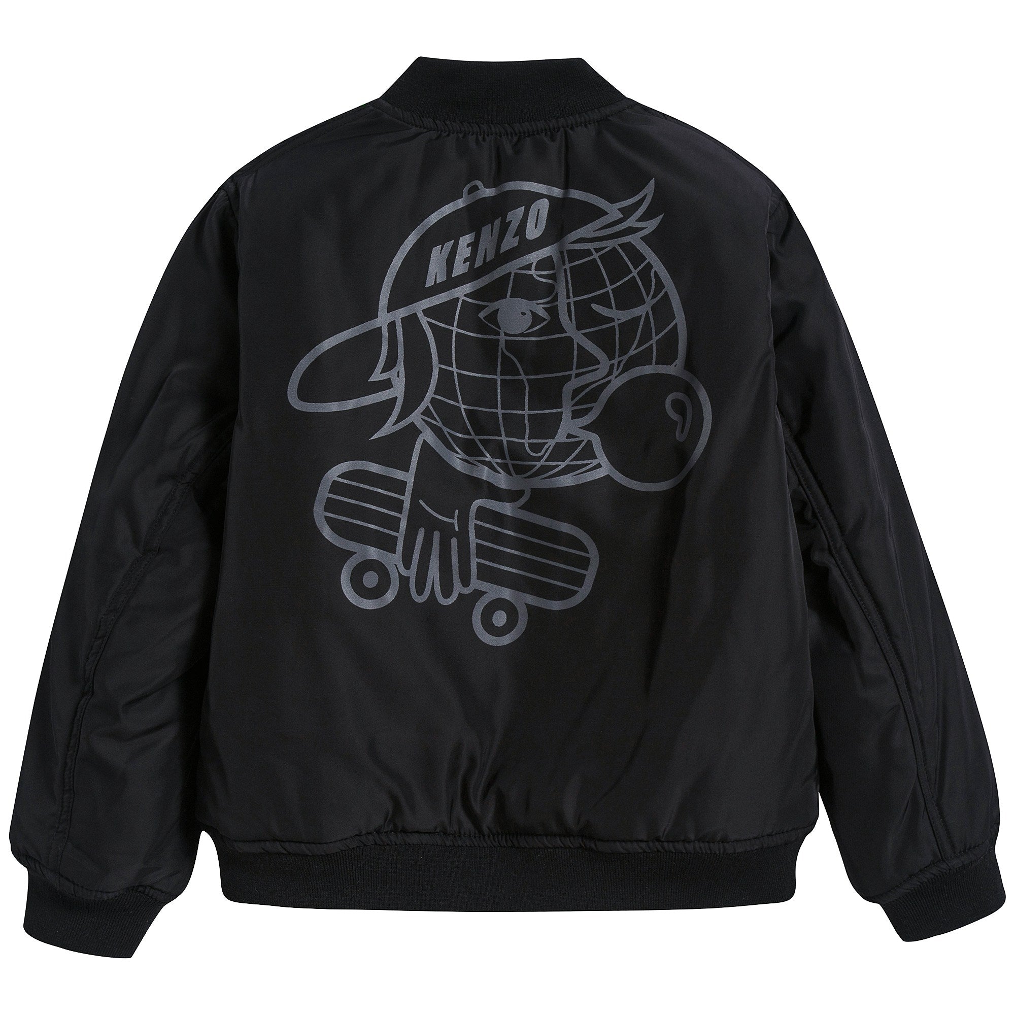 Boys Black Tiger Printed Reversibie Jacket