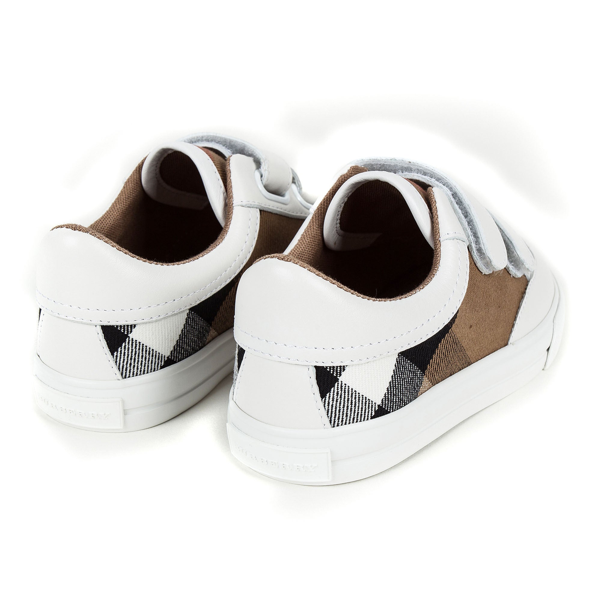 Boys White & Beige Check 'Mini Heacham' Trainers