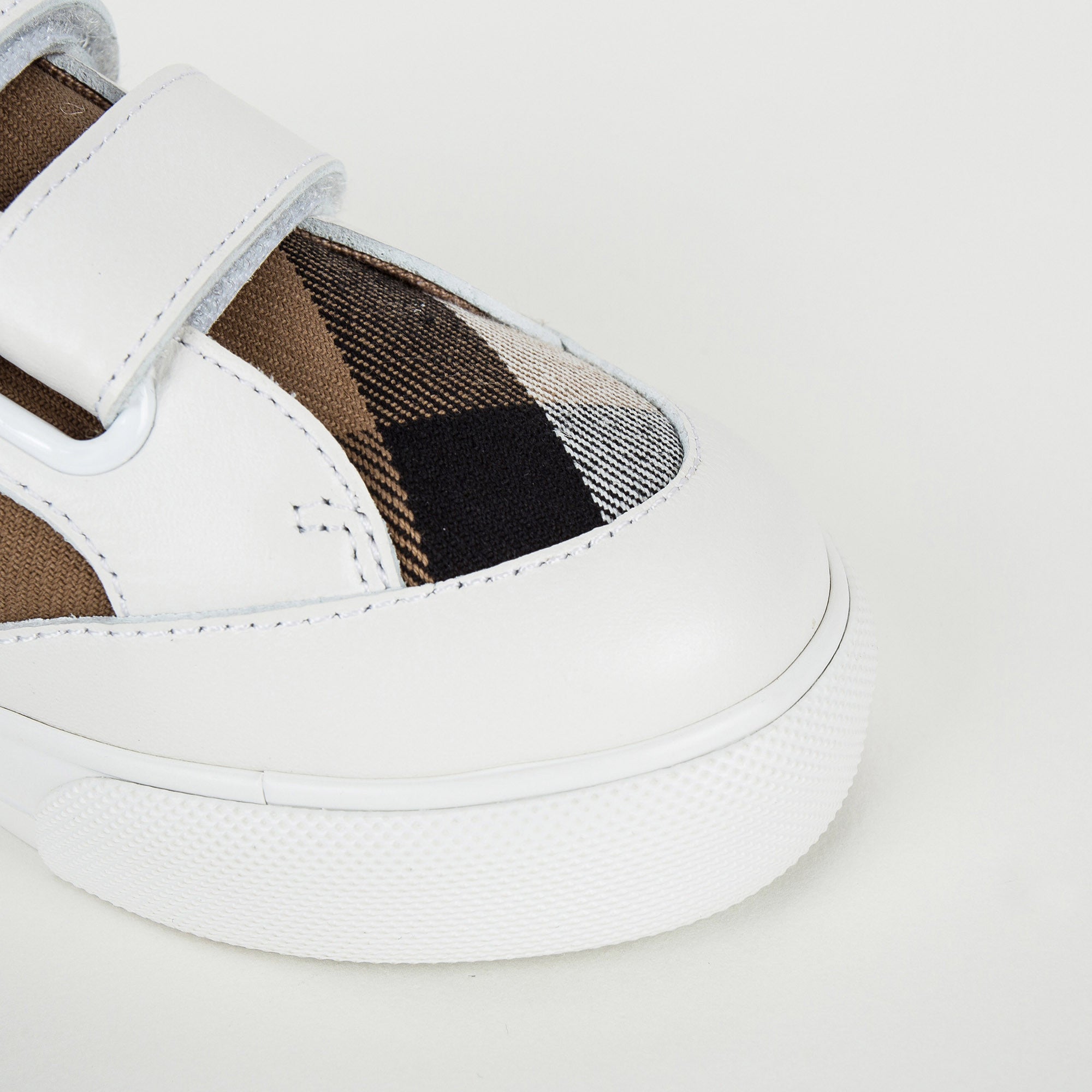 Boys White & Beige Check 'Mini Heacham' Trainers