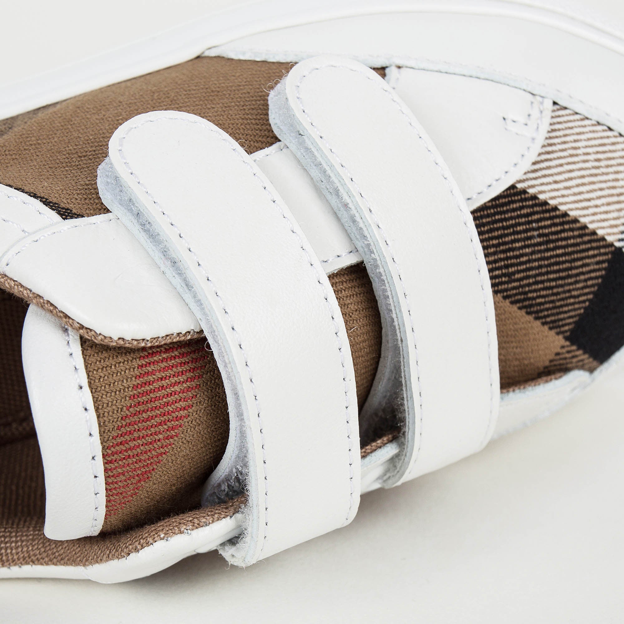 Boys White & Beige Check 'Mini Heacham' Trainers