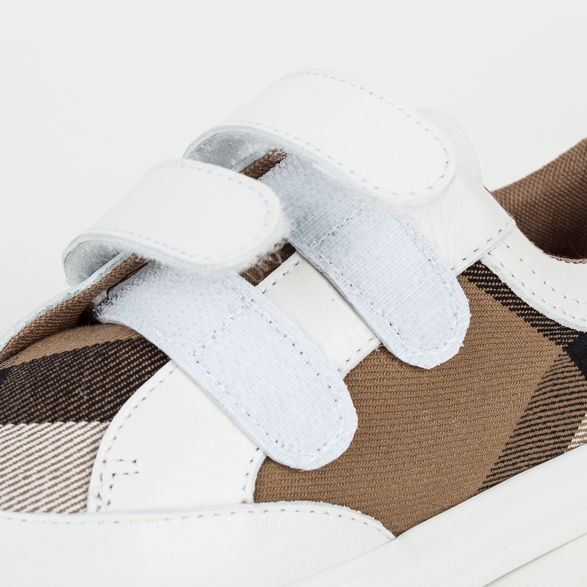 Boys White & Beige Check 'Mini Heacham' Trainers