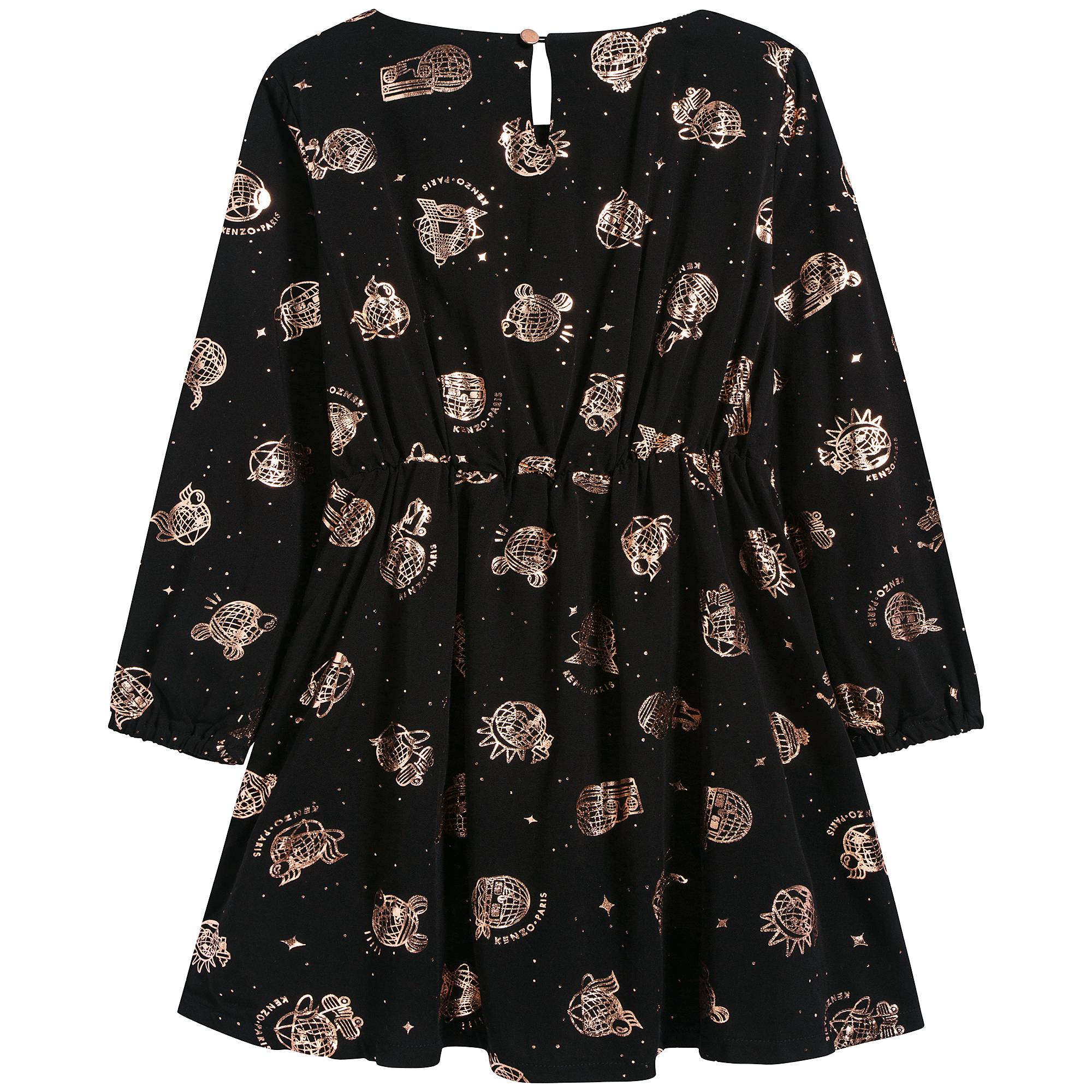 Girls Black Tiger Printed Dress
