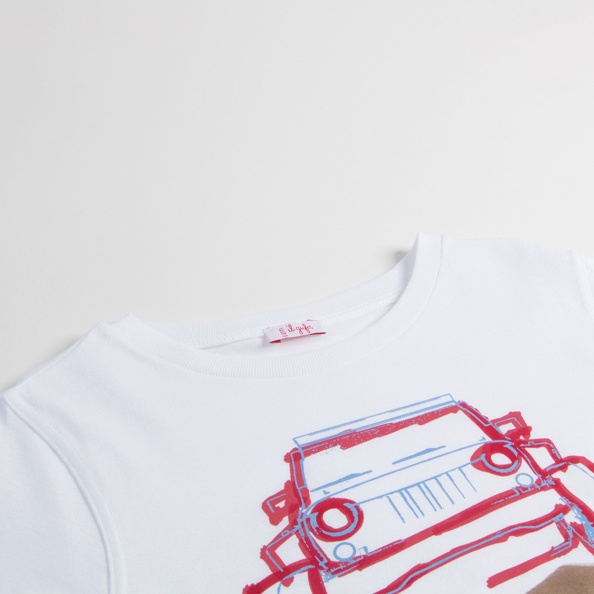 Boys White  "Cherry  Car"  Cotton  T-shirt