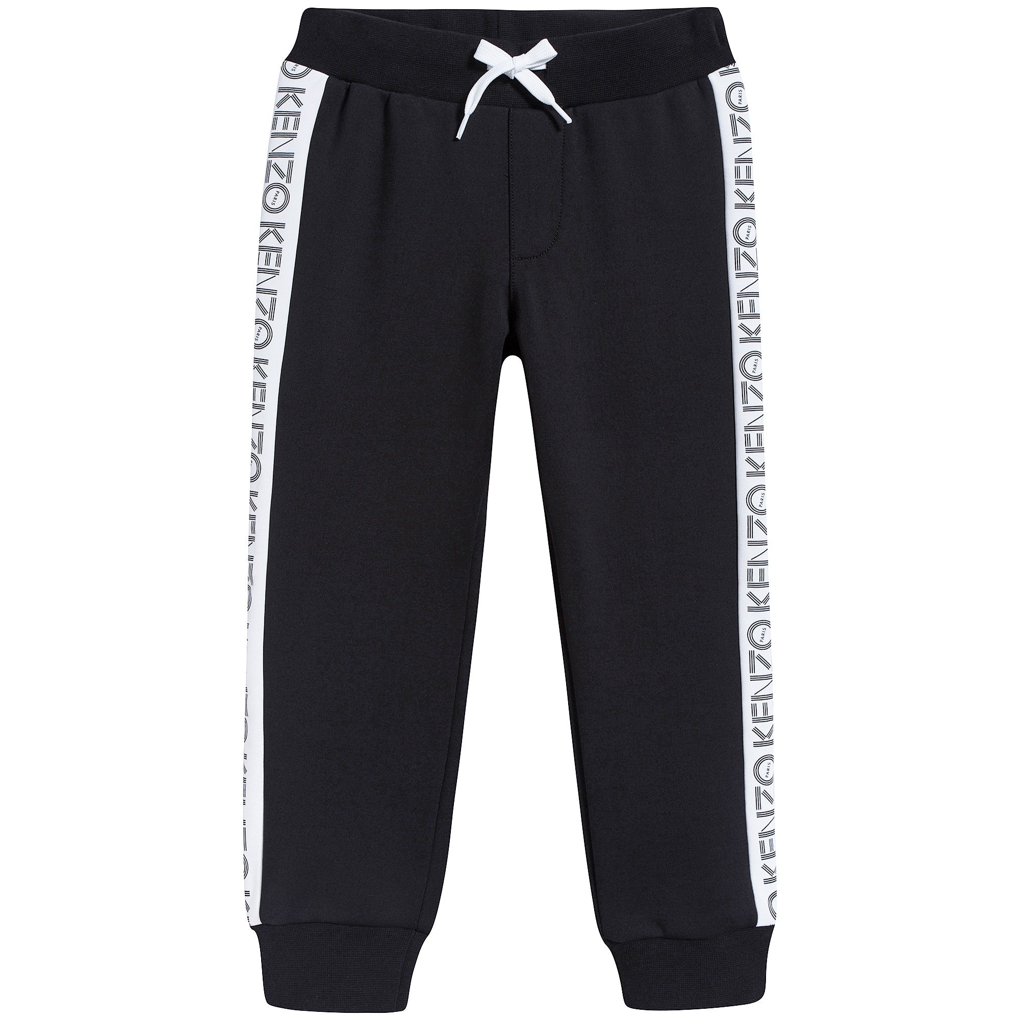 Boys Black Logo Cotton Trousers