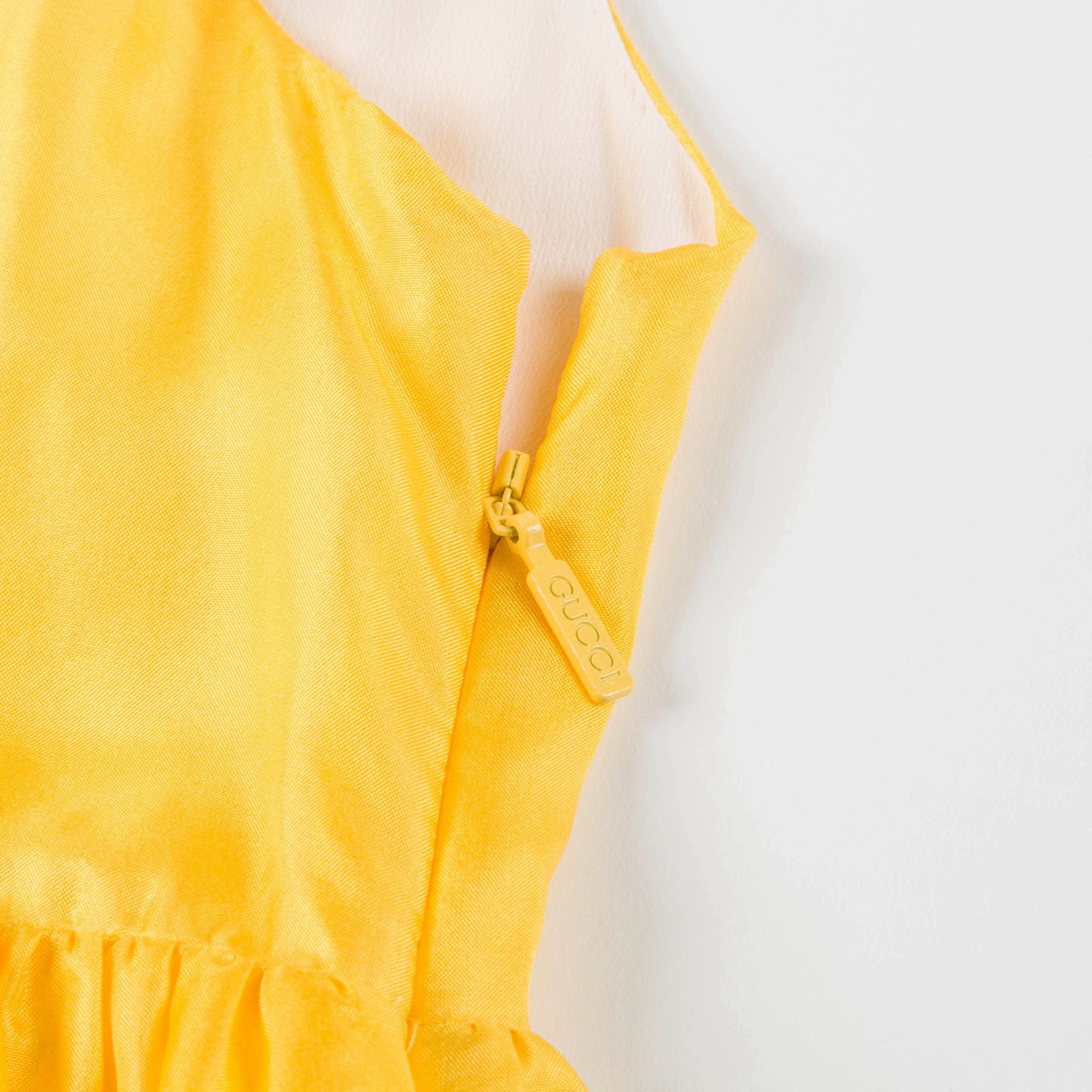 Girls Yellow & Blue Silk Cat Print Dress