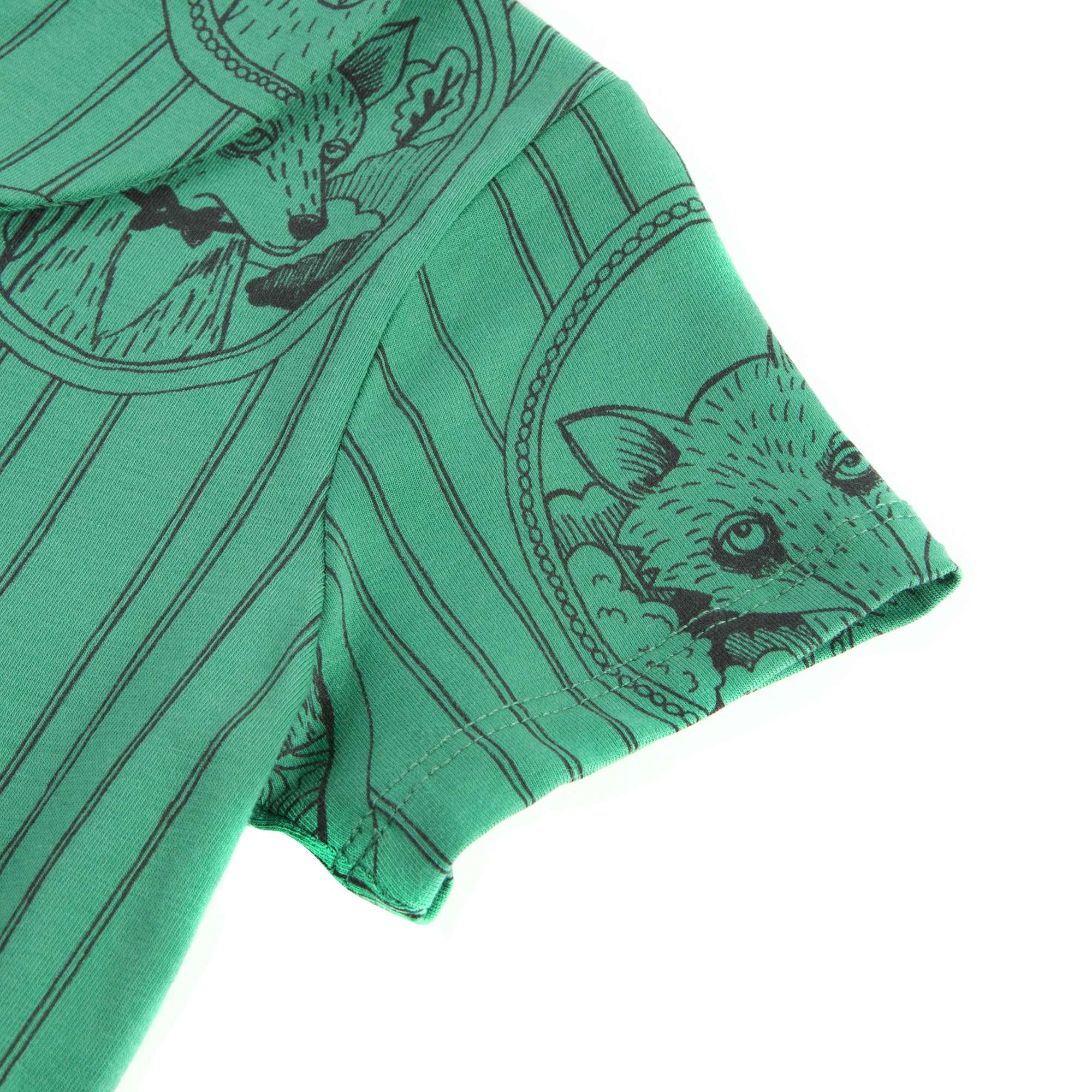 Girls Green Fox Family Collar T-shirt