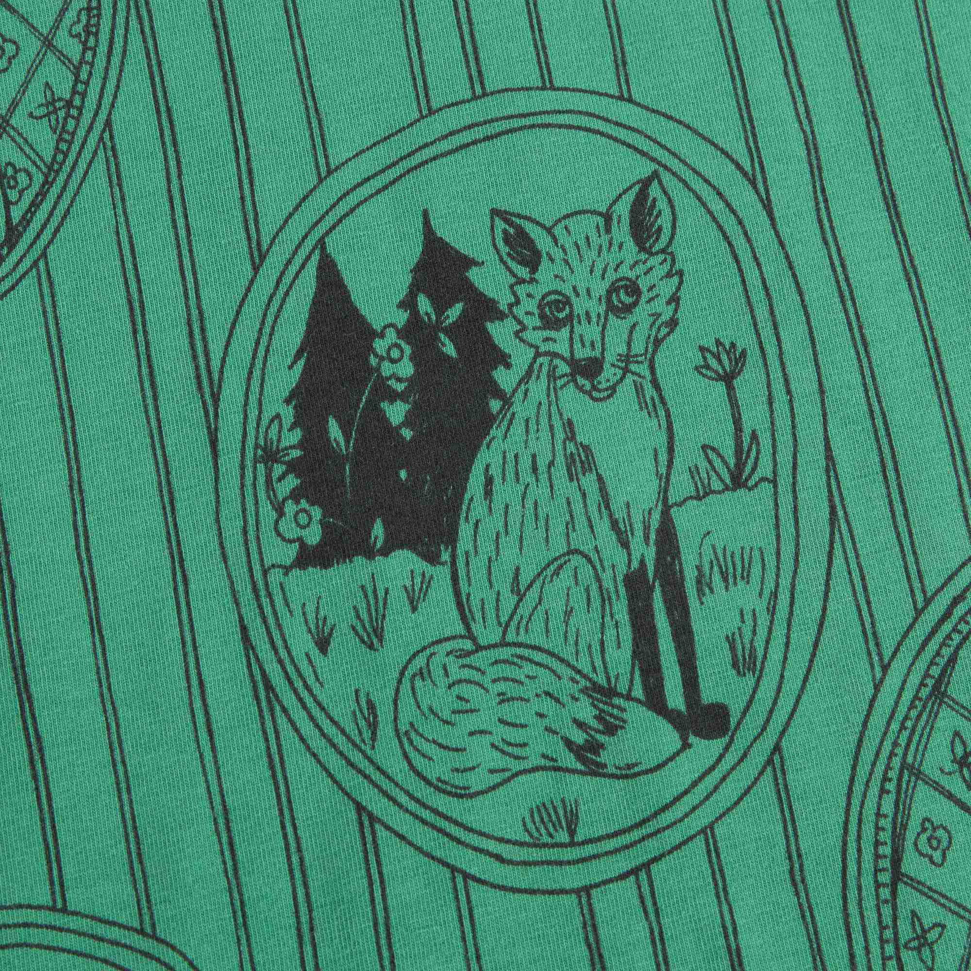 Girls Green Fox Family Collar T-shirt