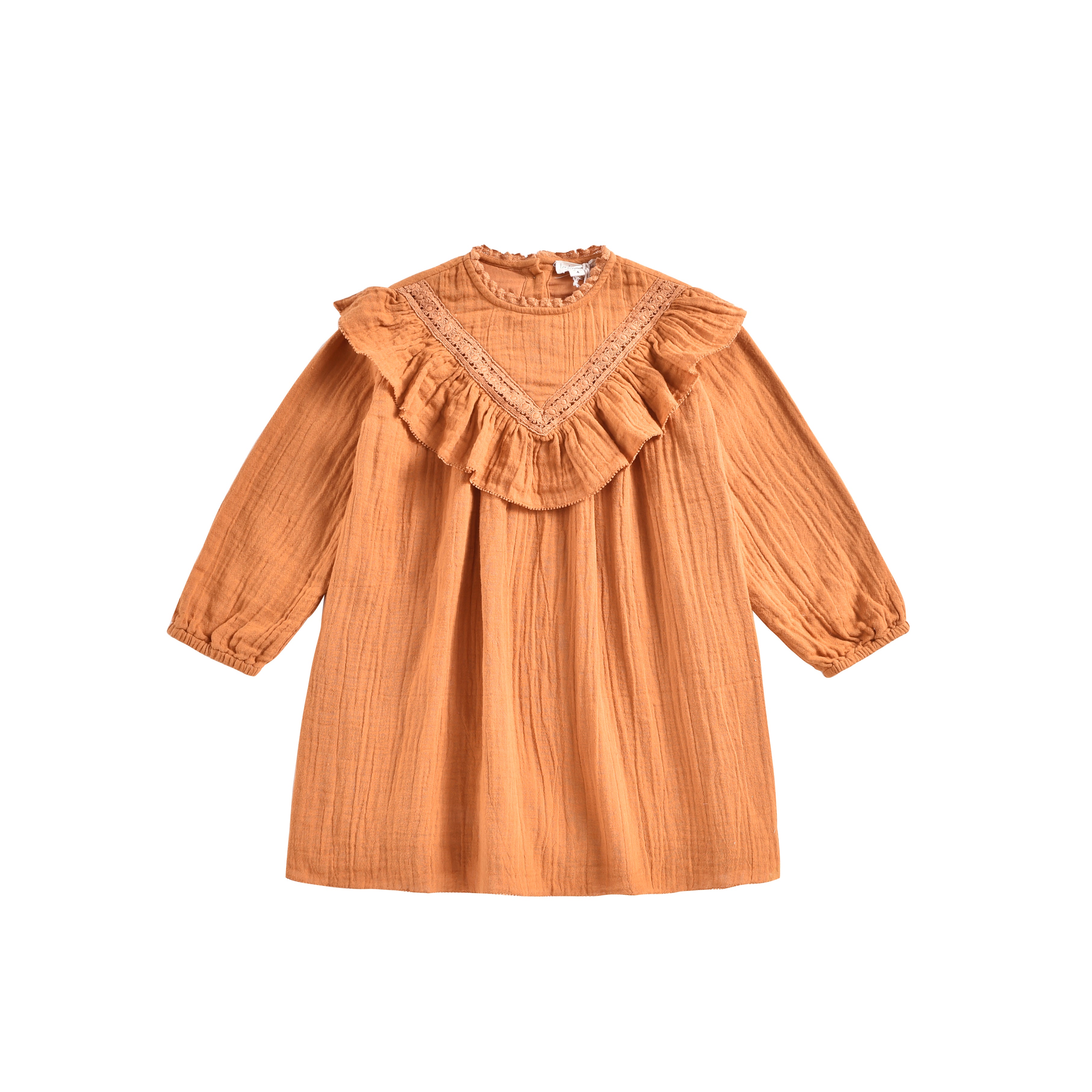 Robe Fille Safran Foncé en Coton Biologique