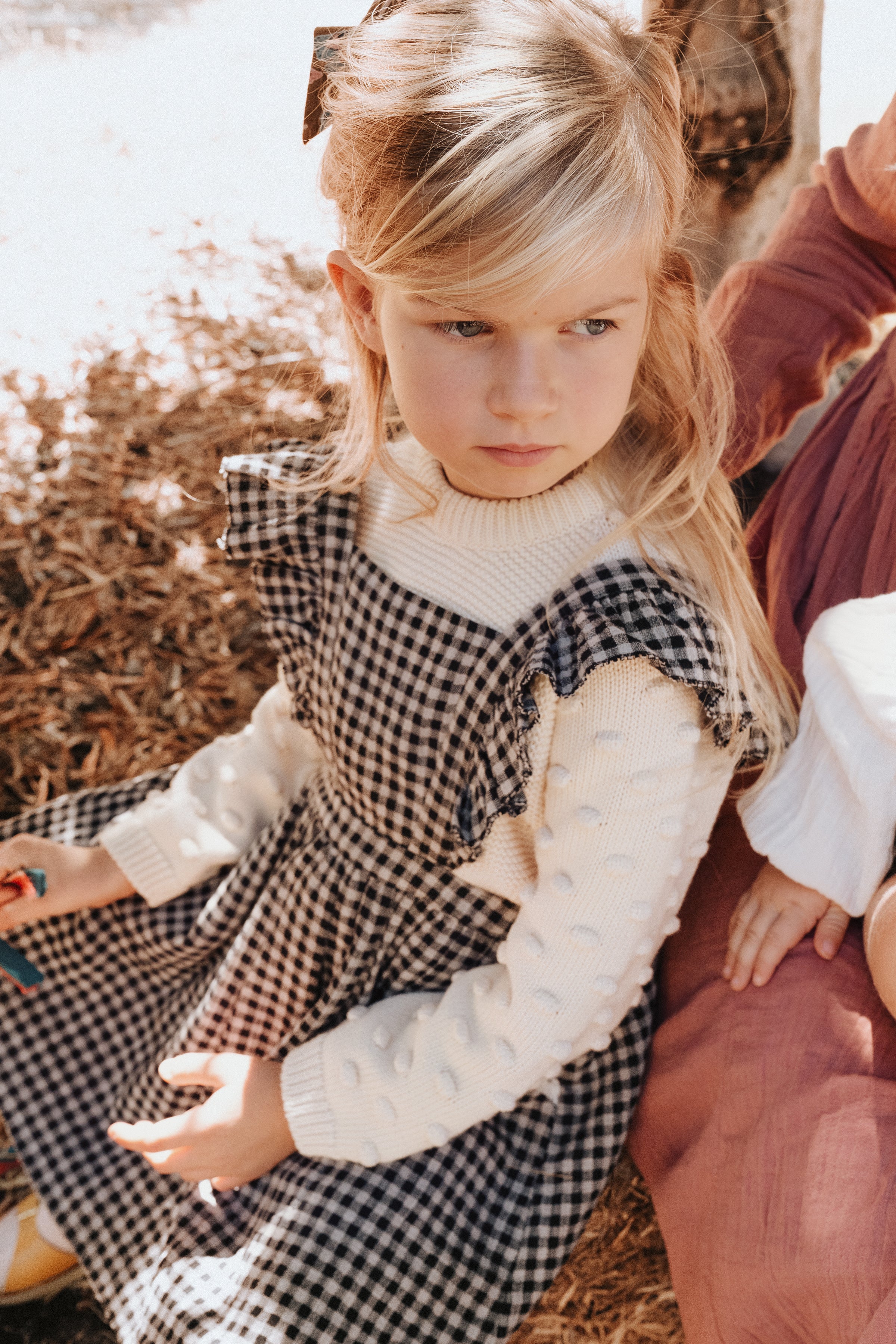 Robe Vichy noire en coton biologique pour filles