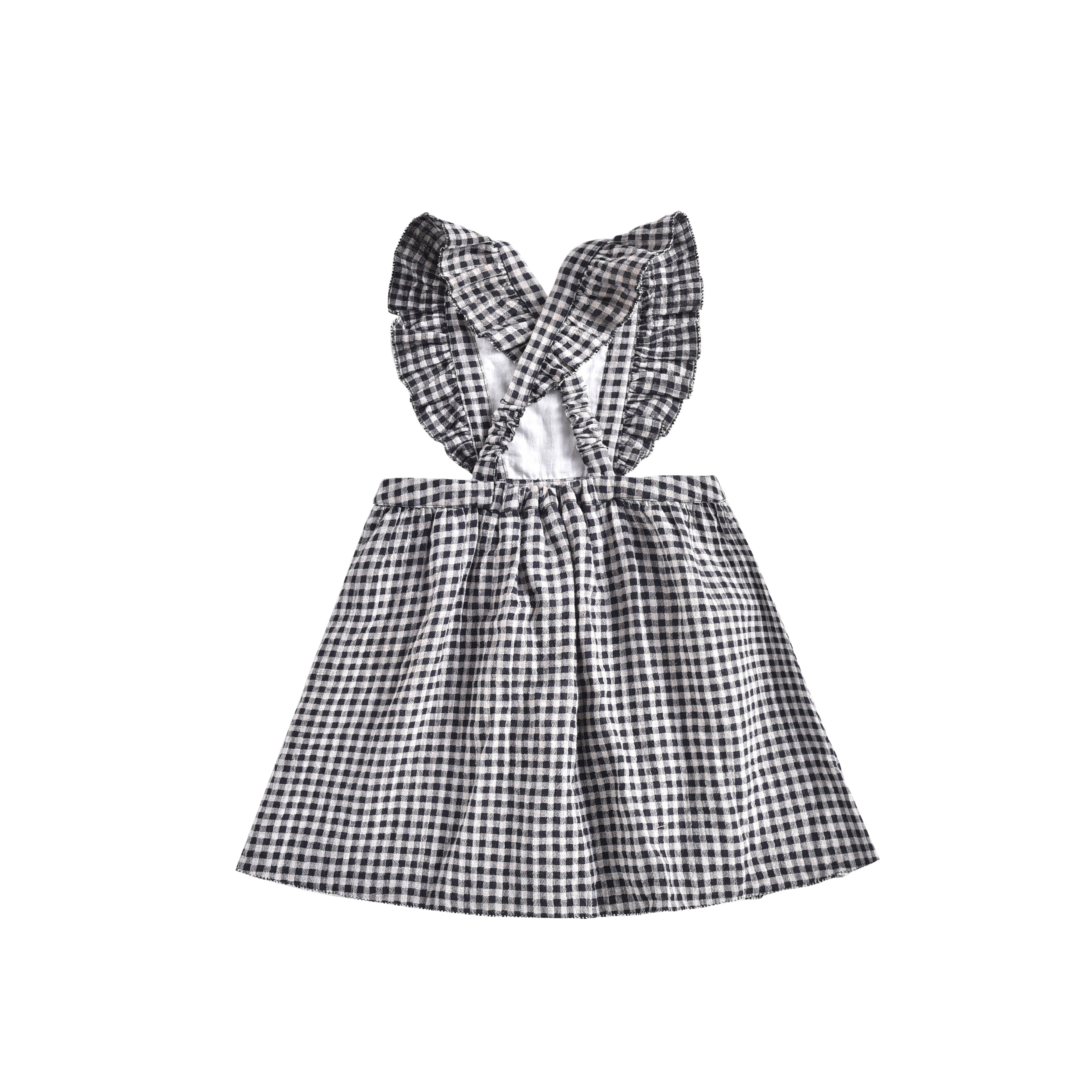 Robe Vichy noire en coton biologique pour filles