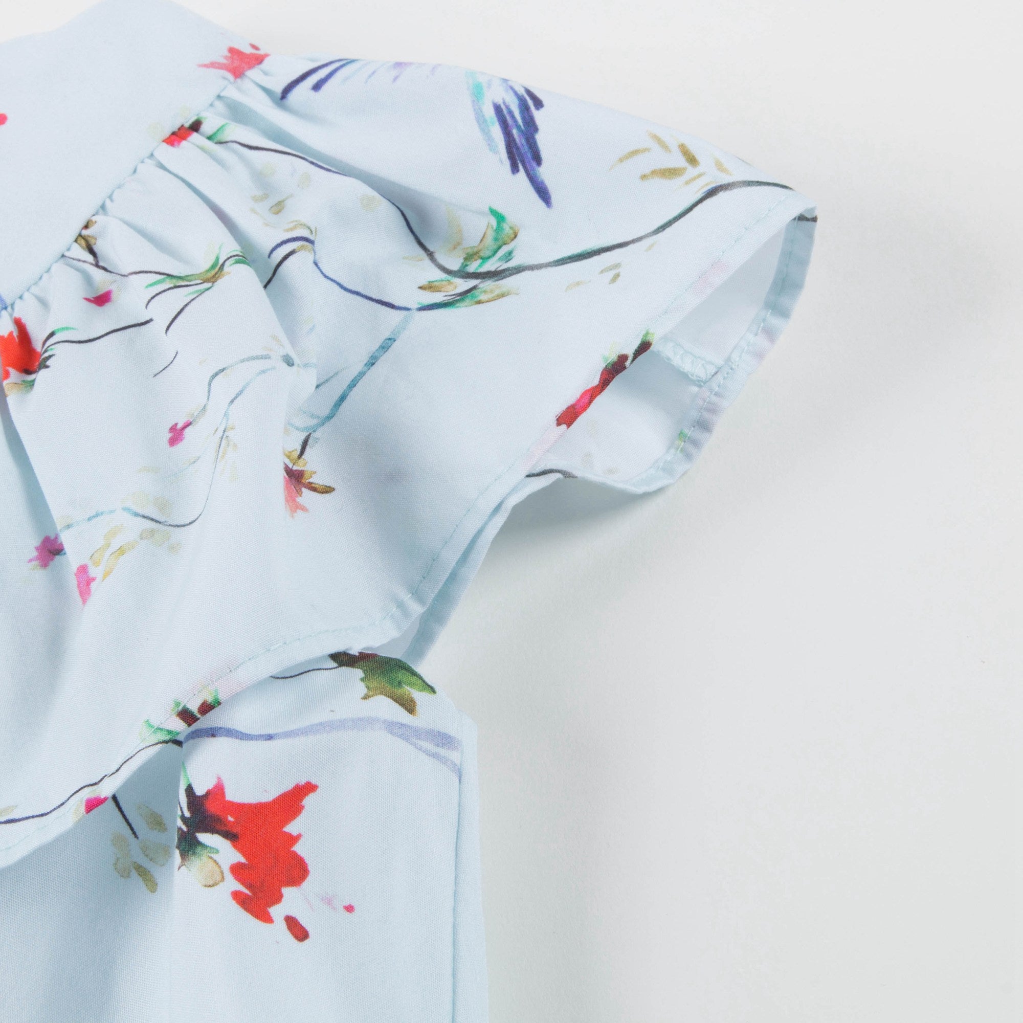Girls Light Blue Printed Cotton Dress