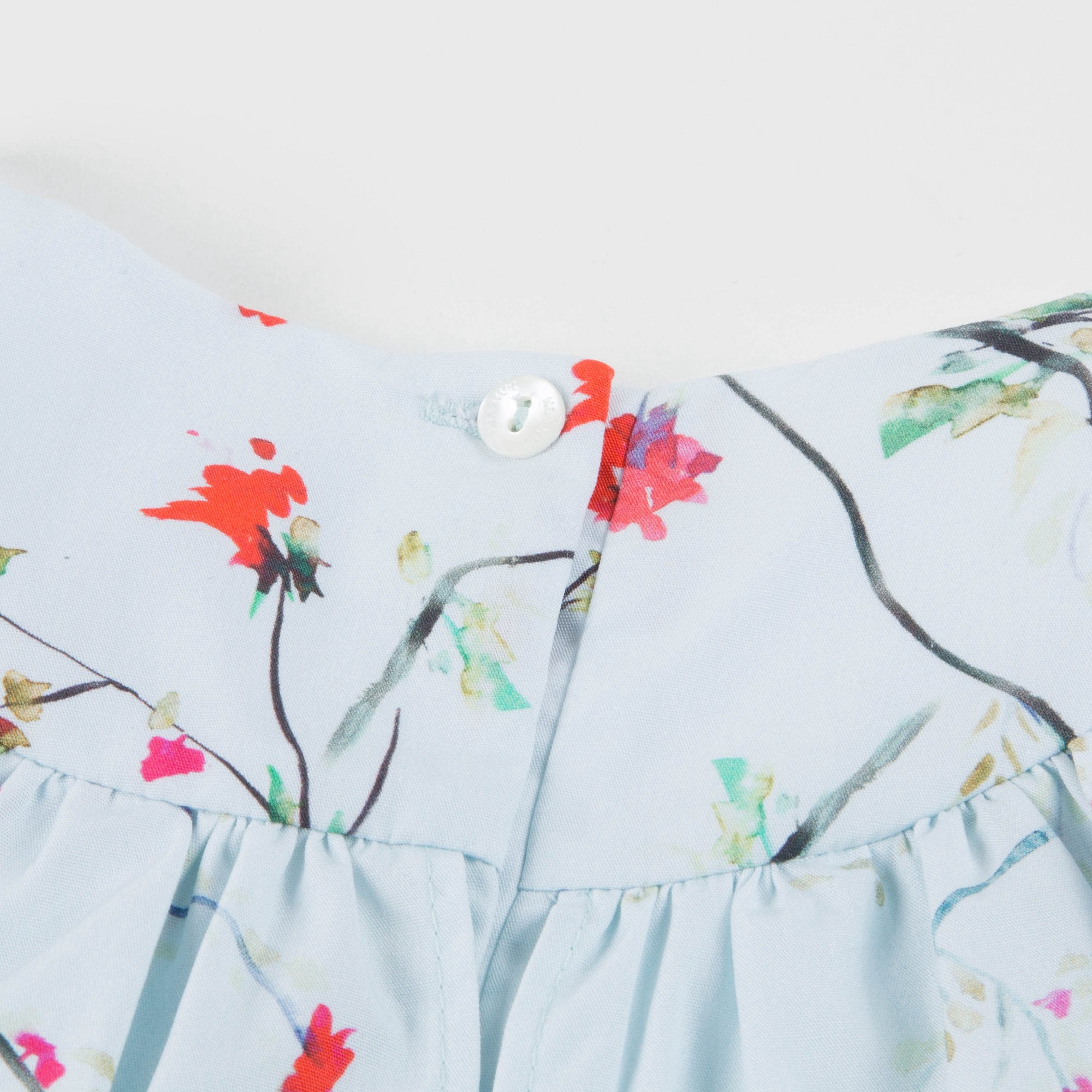 Girls Light Blue Printed Cotton Dress