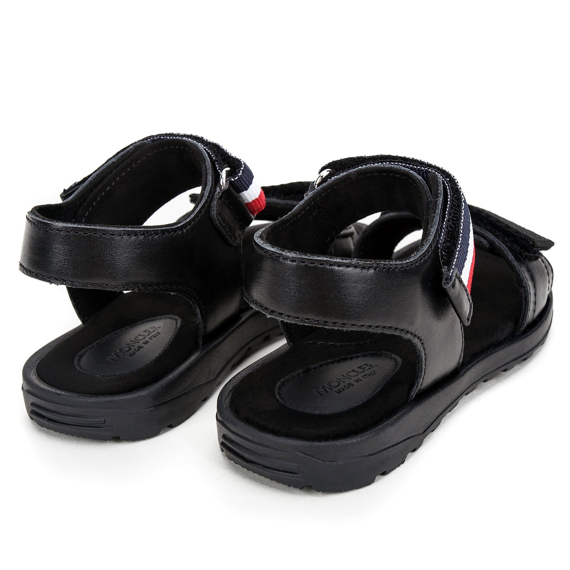 Boys & Girls Black Leather Sandals