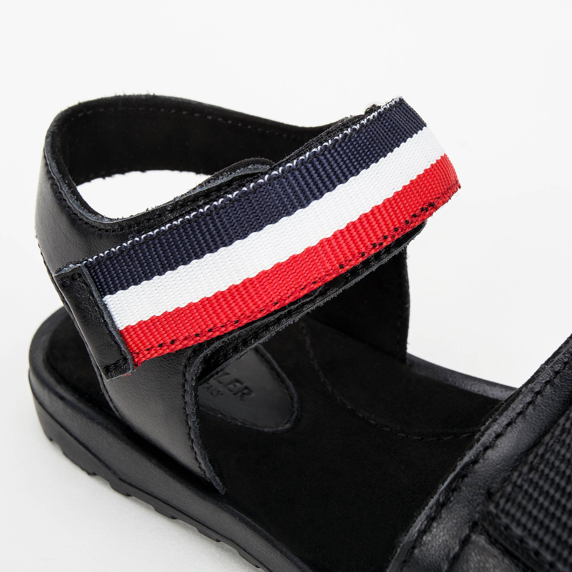 Boys & Girls Black Leather Sandals