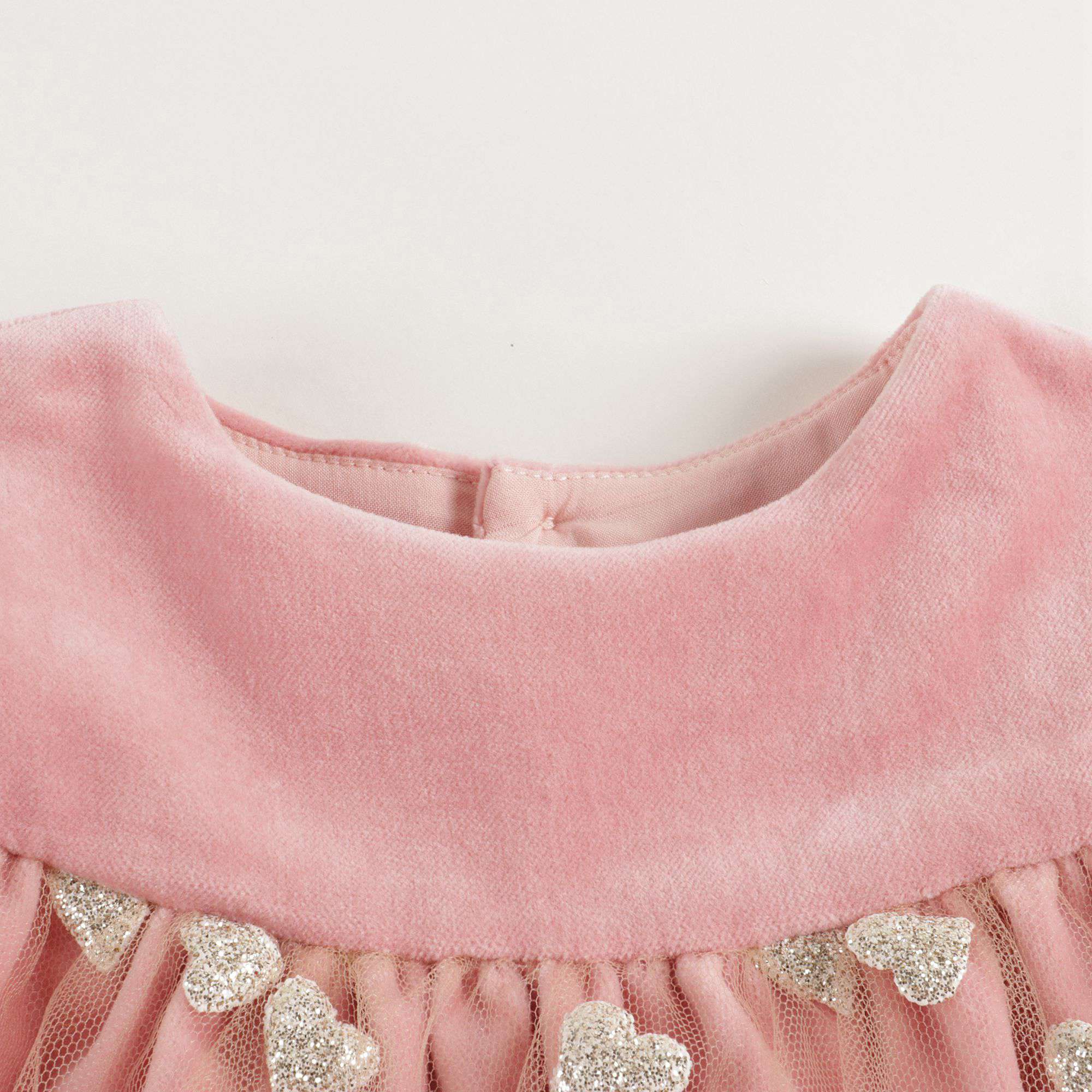 Robe en coton et tulle avec imprimé cœur pour bébé fille