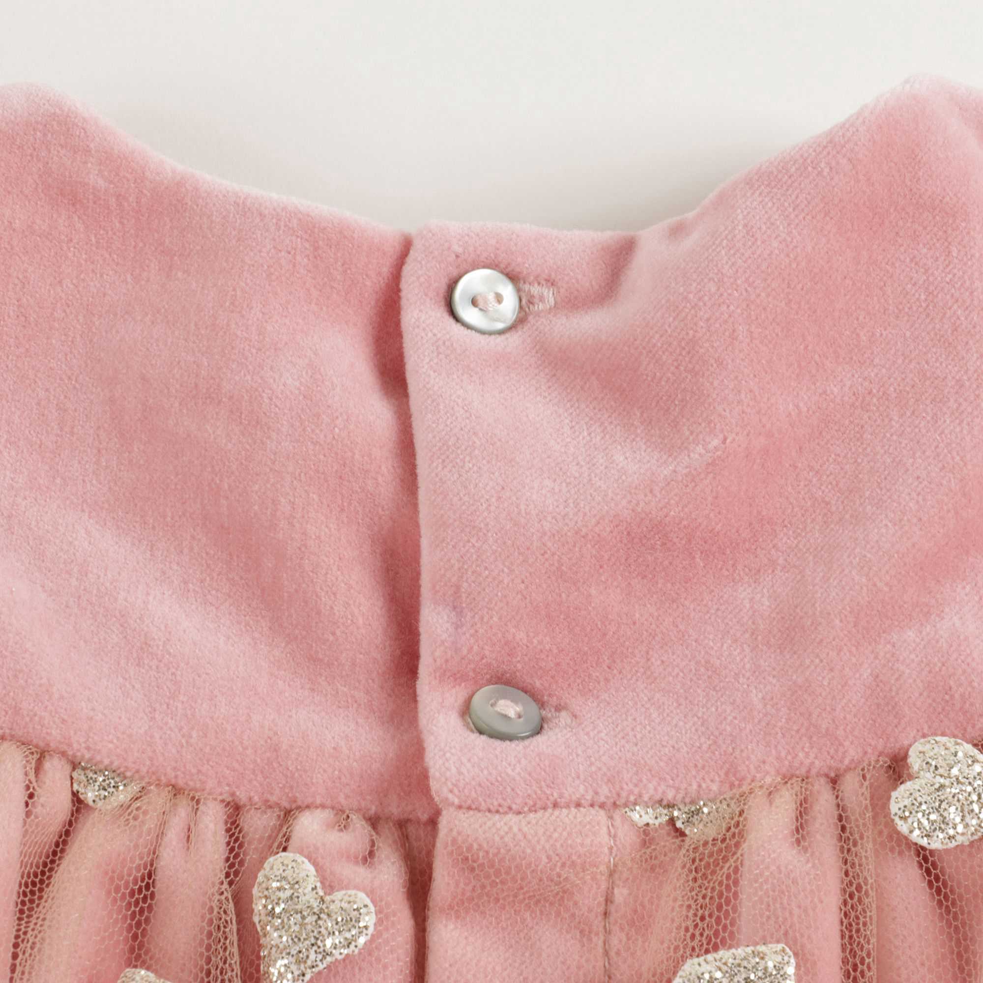 Robe en coton et tulle avec imprimé cœur pour bébé fille