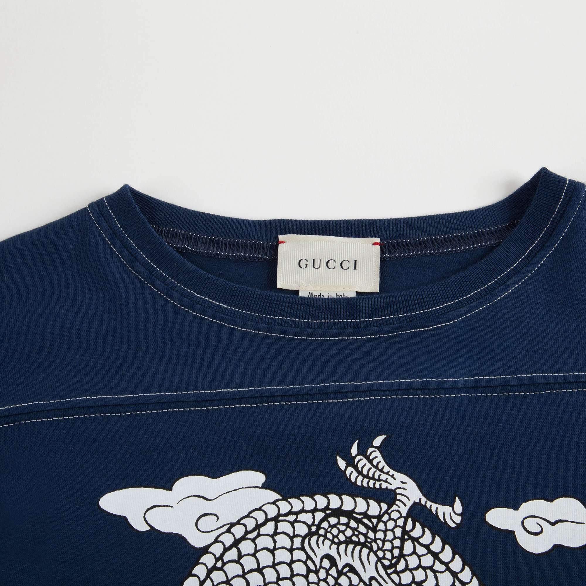 Boys Prussian Blue & White Cotton T-shirt