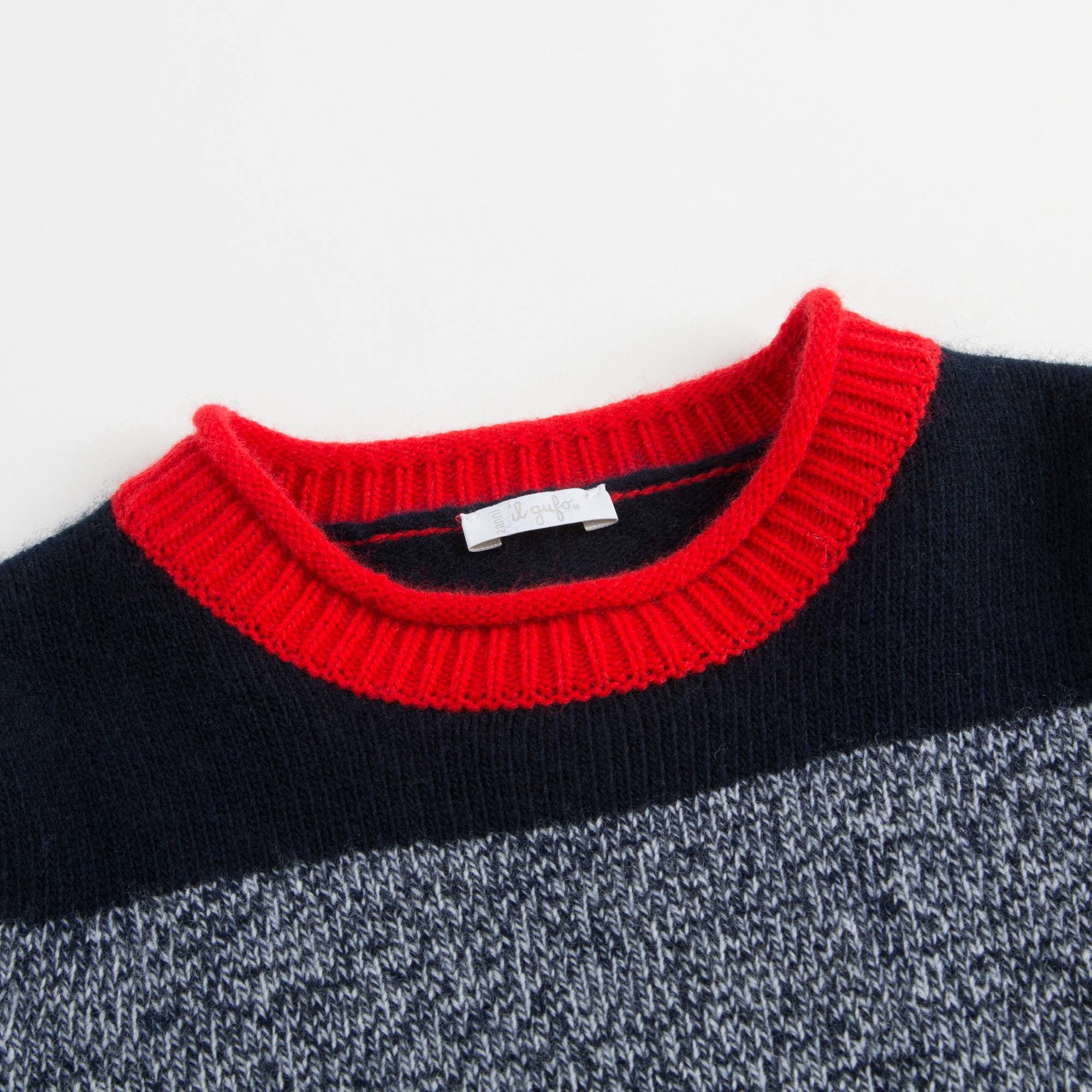 Boys Blue & Grey Wool Knitted Sweater