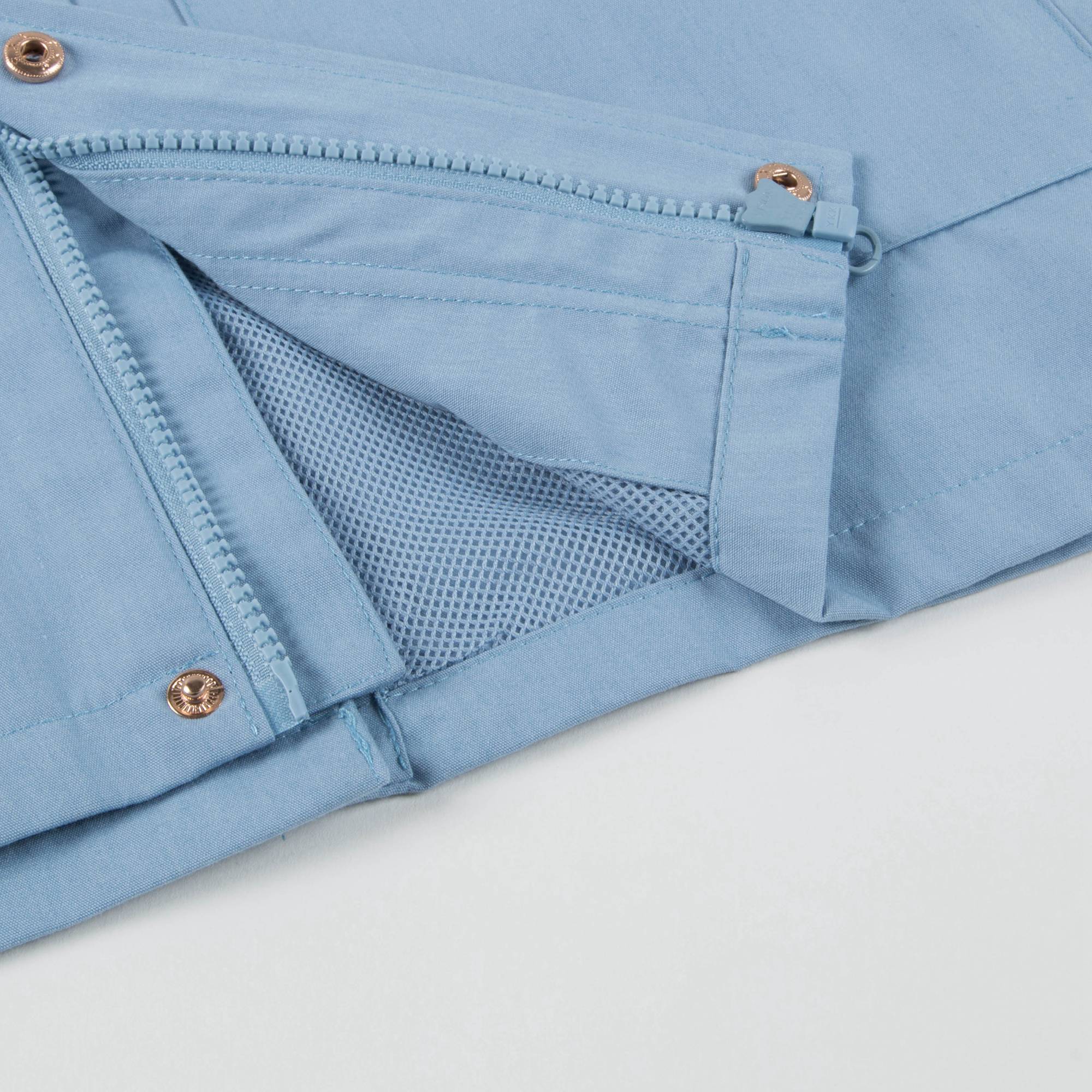 Girls Light Cerulean Blue Solid Jacket