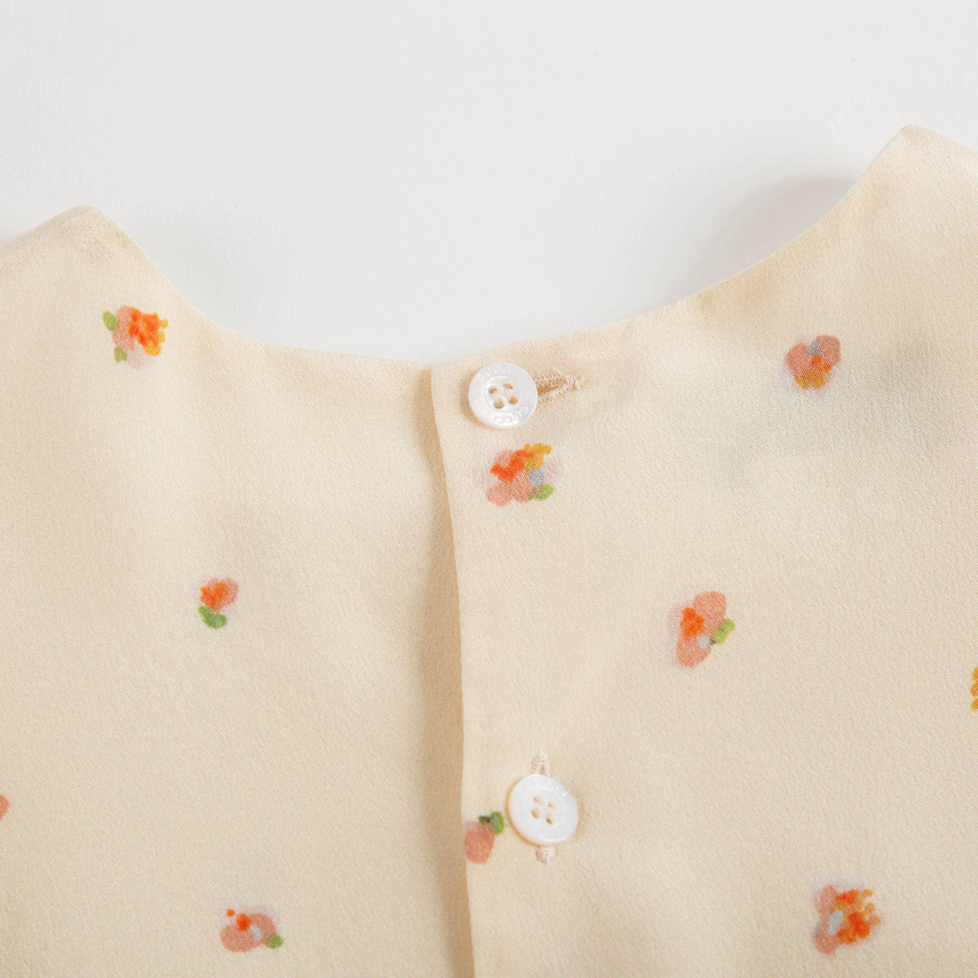 Baby Girls Beige Printed Silk Dress