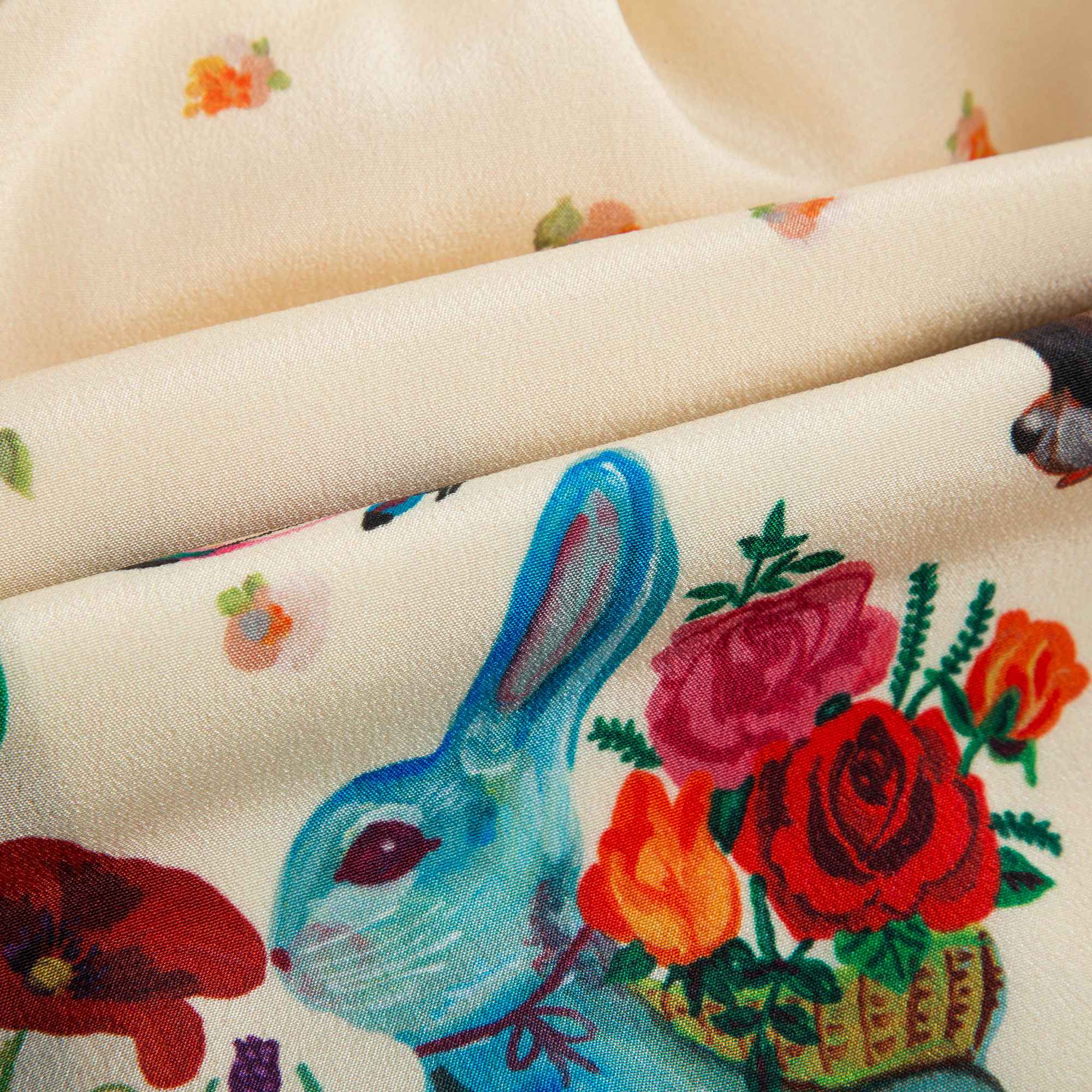 Baby Girls Beige Printed Silk Dress