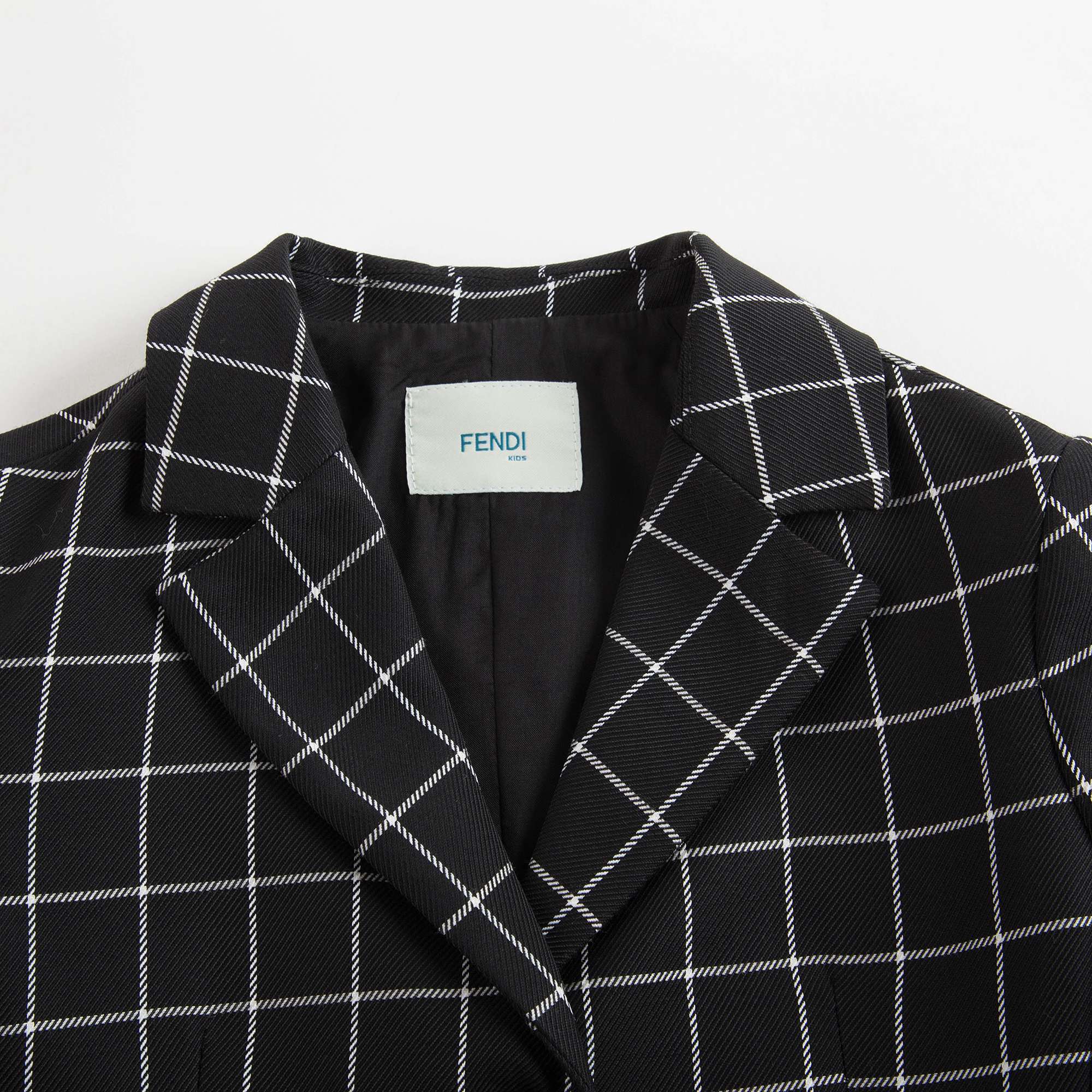 Boys Black & White Check Cotton Coat