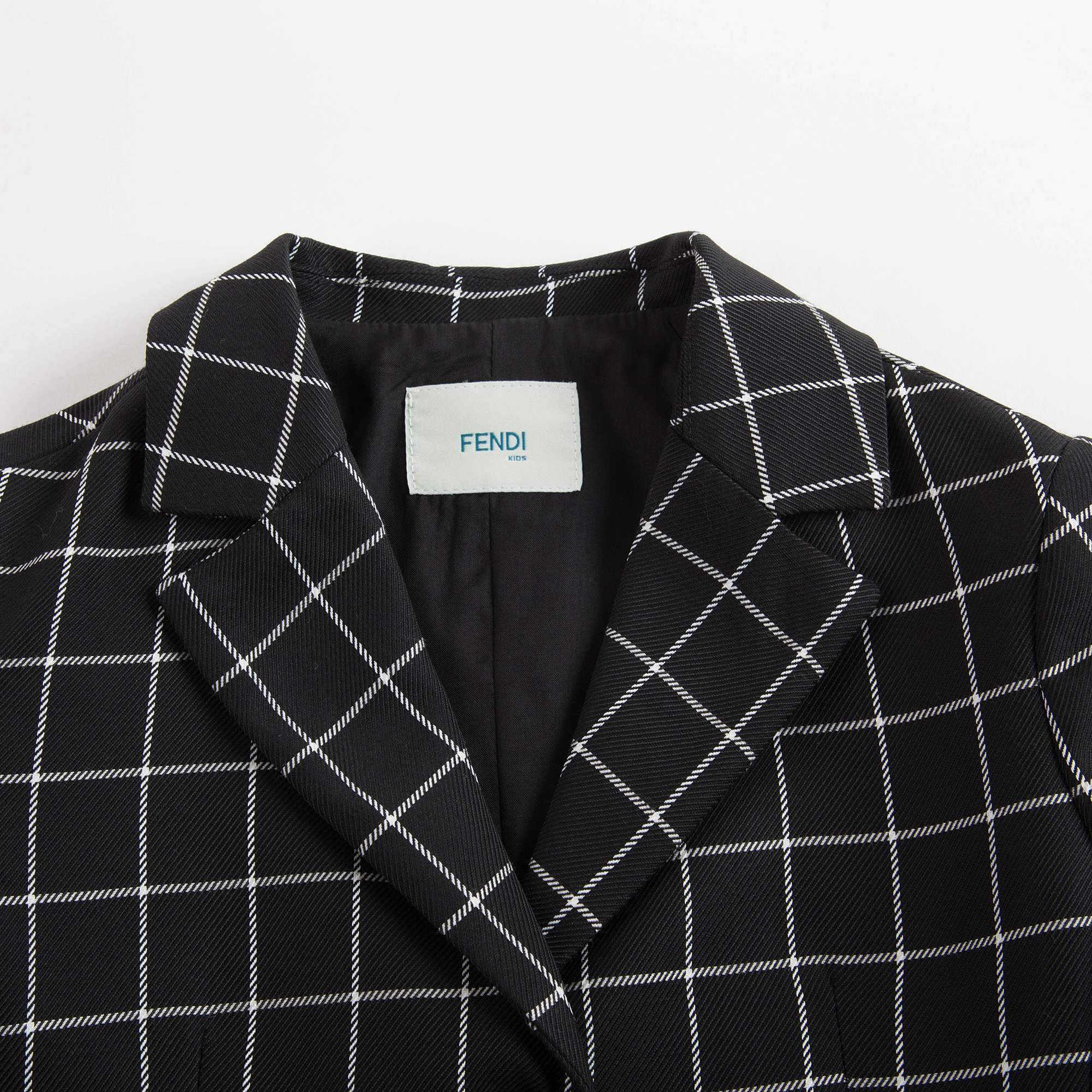 Boys Black & White Check Cotton Coat