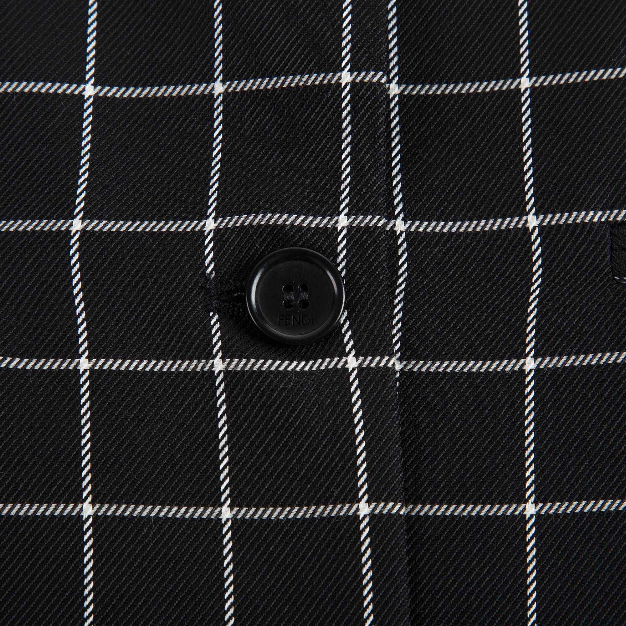 Boys Black & White Check Cotton Coat