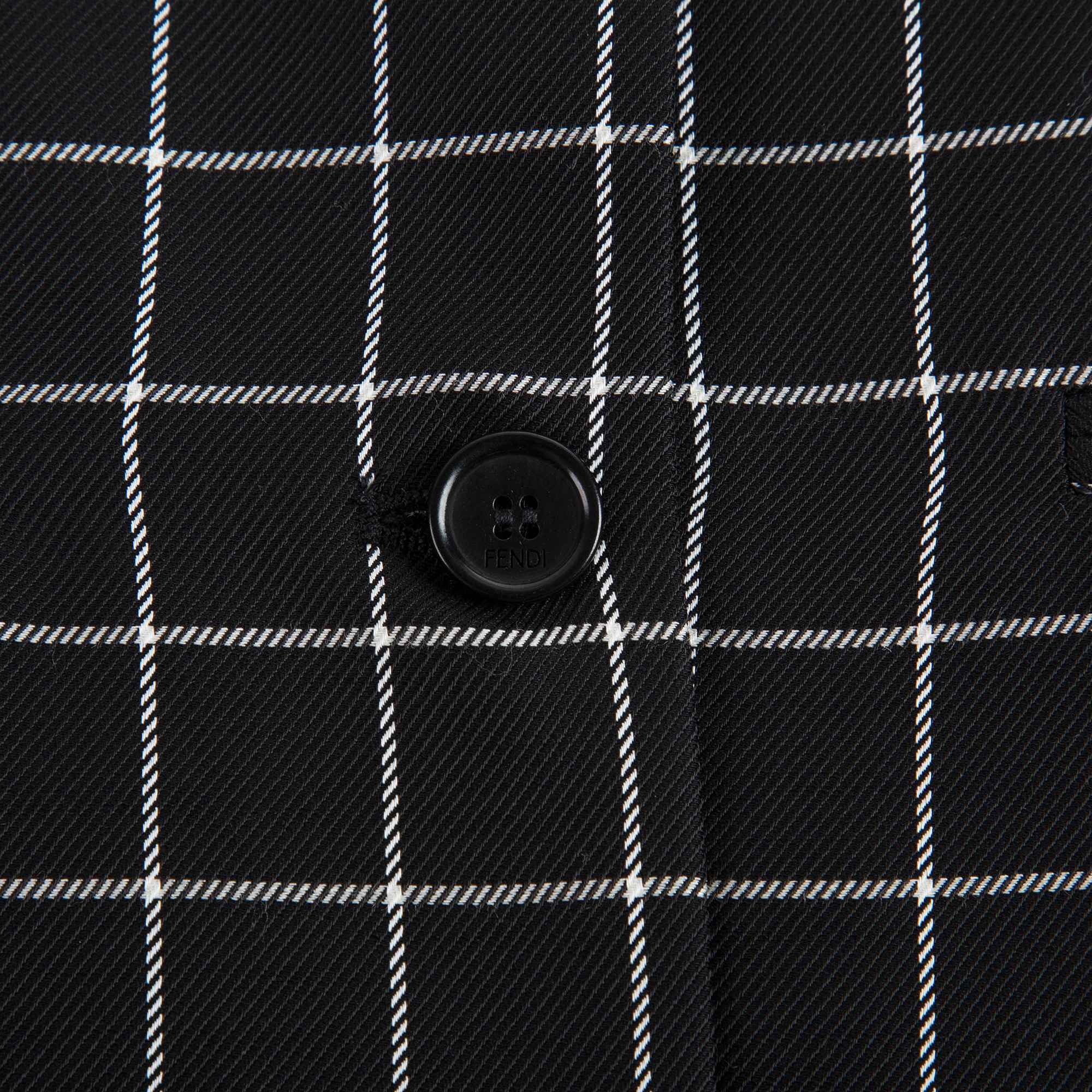 Boys Black & White Check Cotton Coat