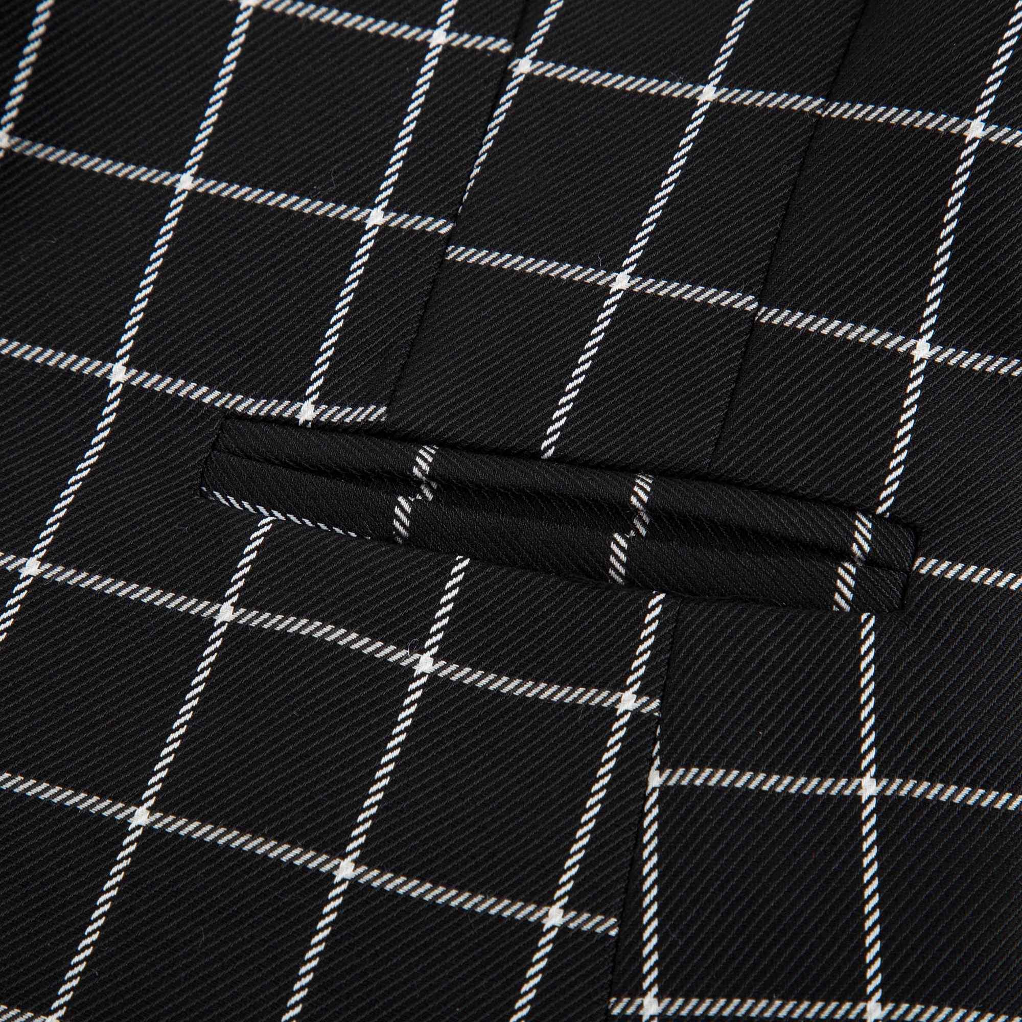 Boys Black & White Check Cotton Coat