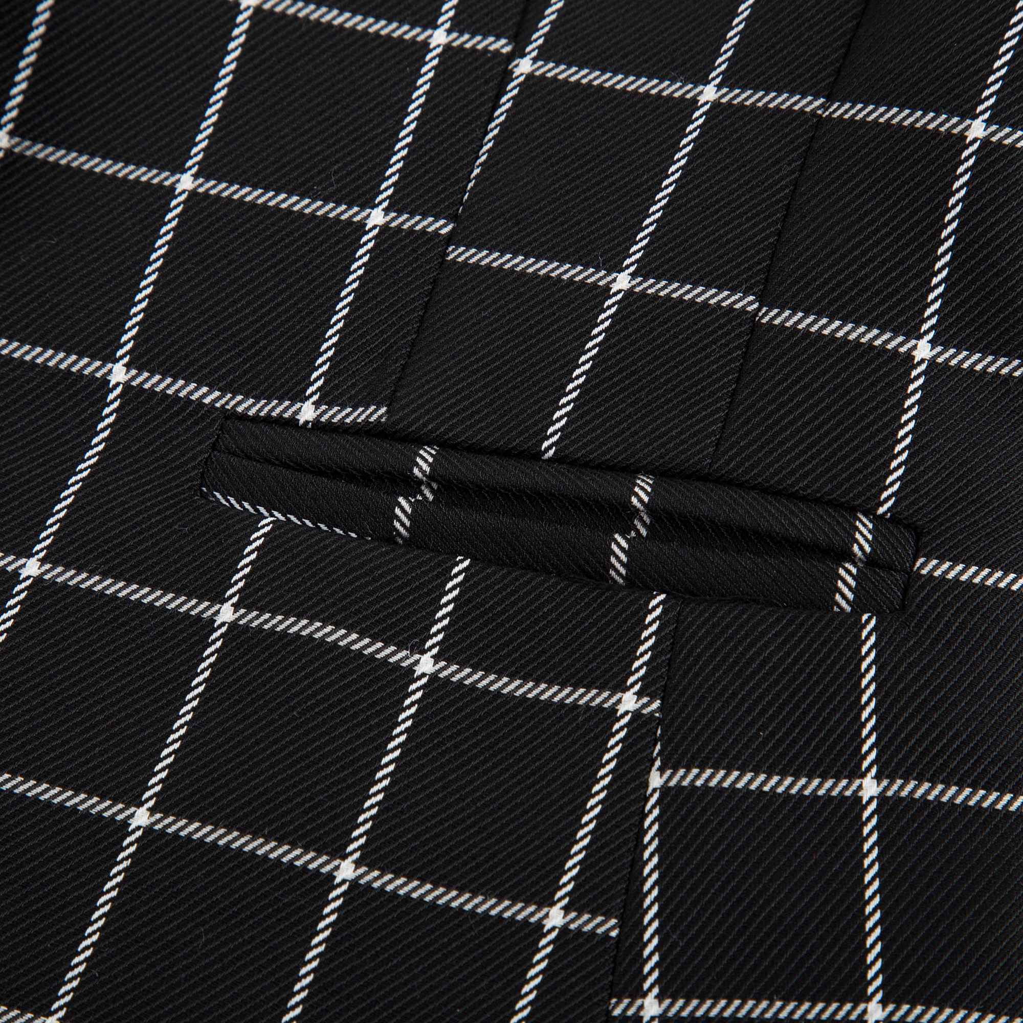 Boys Black & White Check Cotton Coat