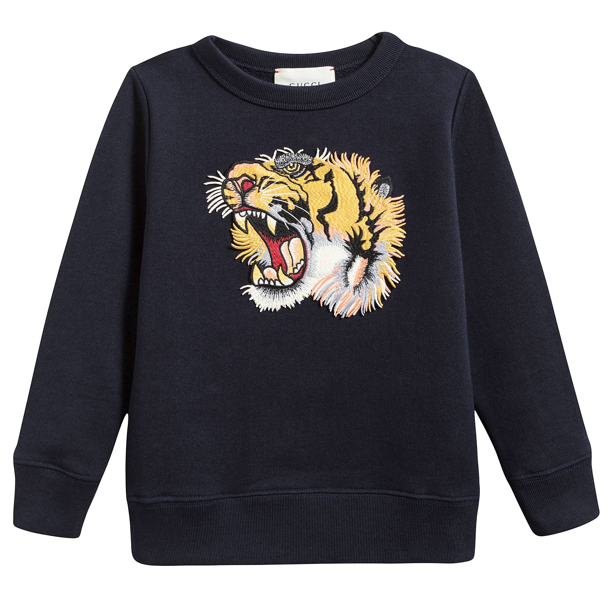 Boys Blue Cotton Tiger Sweatshirt