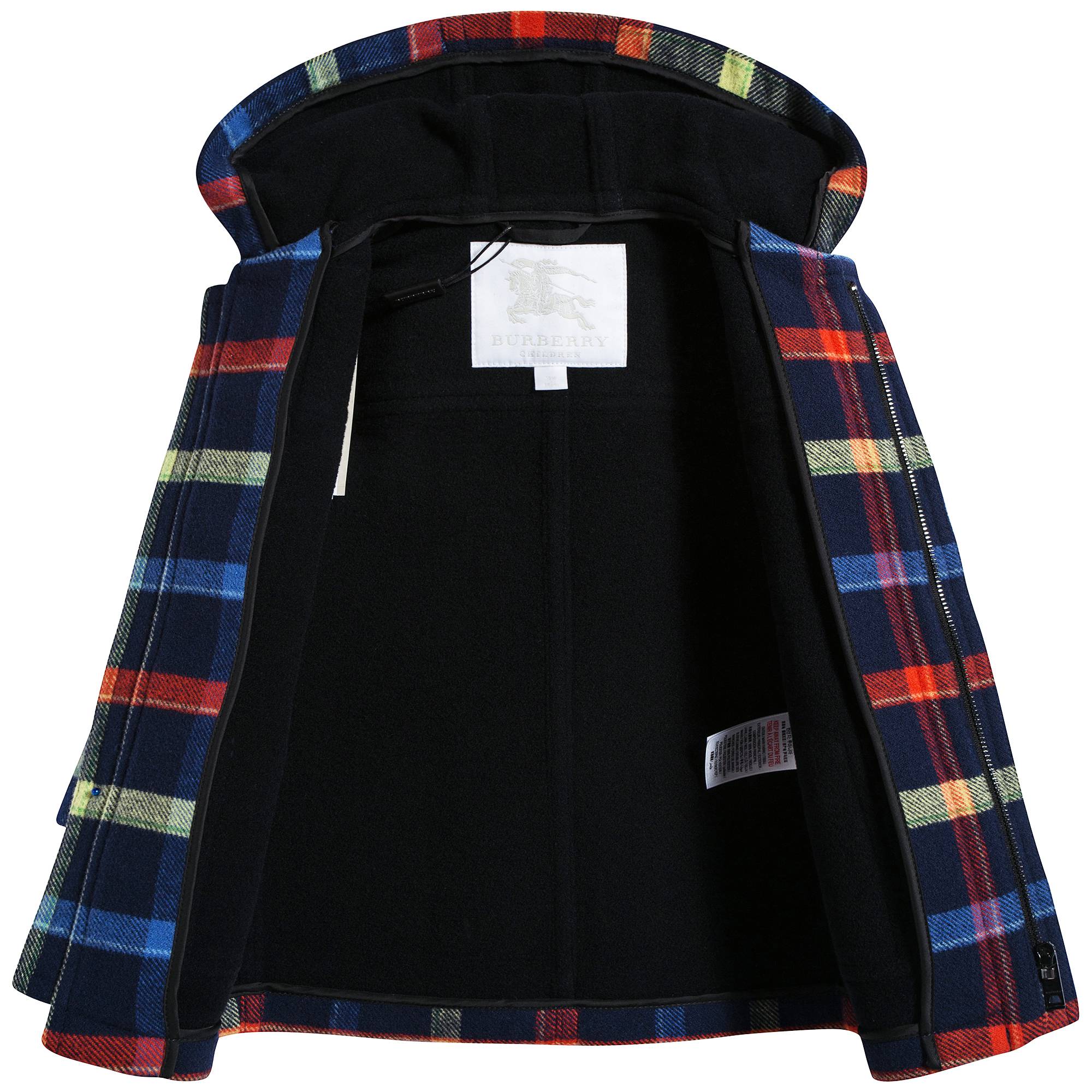 Baby Boys Navy Ip Check Wool Coat