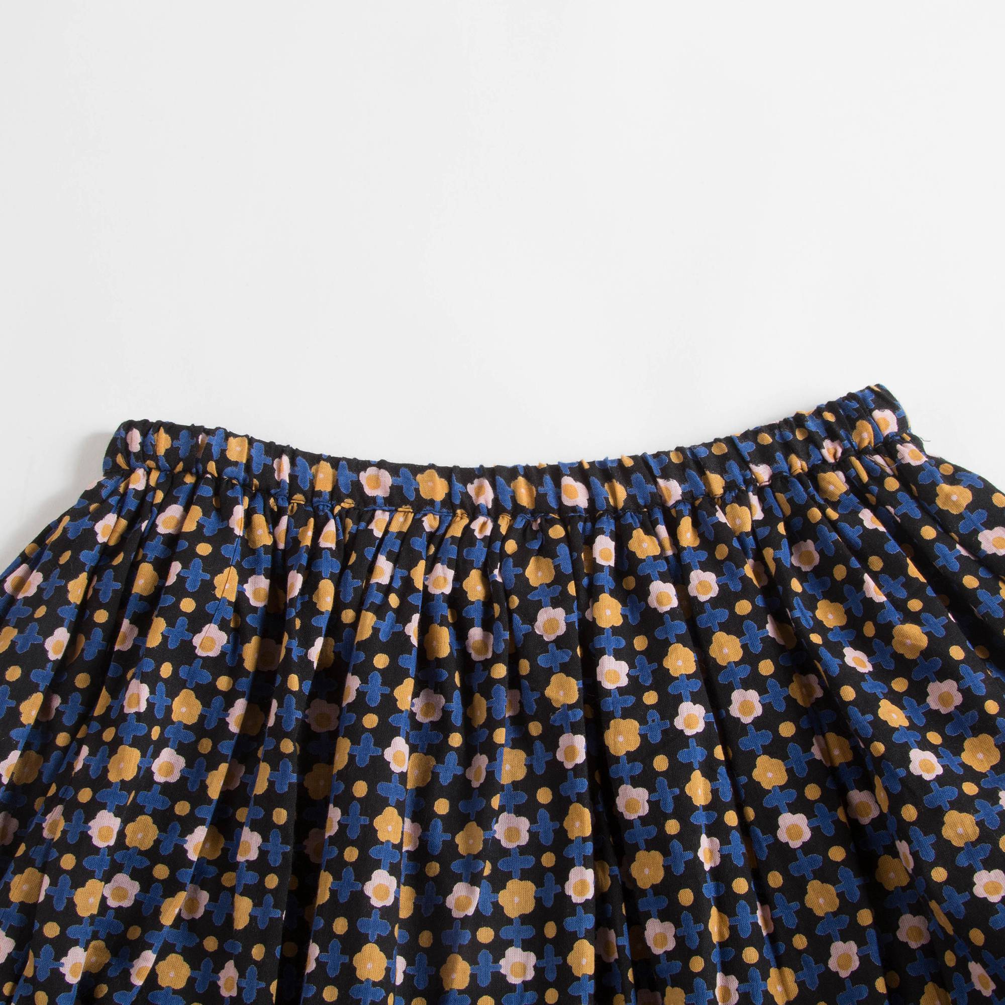 Girls Black Flower Cotton Skirt