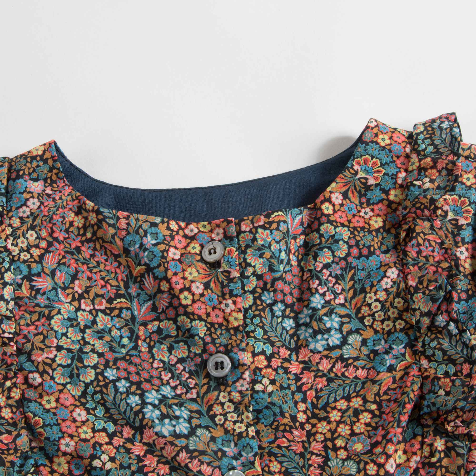 Girls Color Flower Printed Cotton Blouse