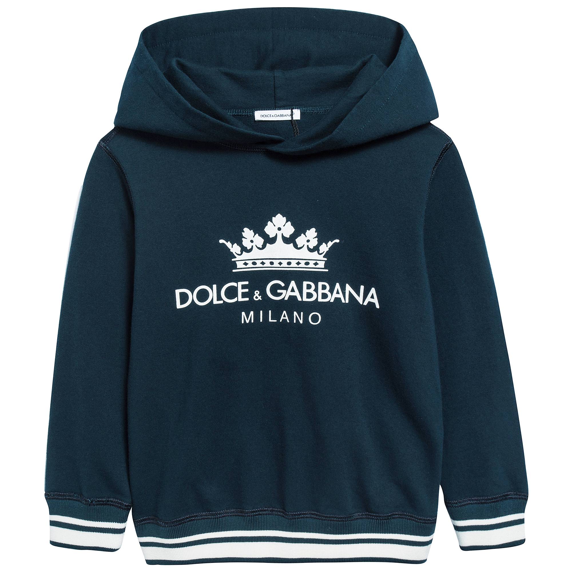 Boys Navy Blue Logo Cotton Sweatshirt