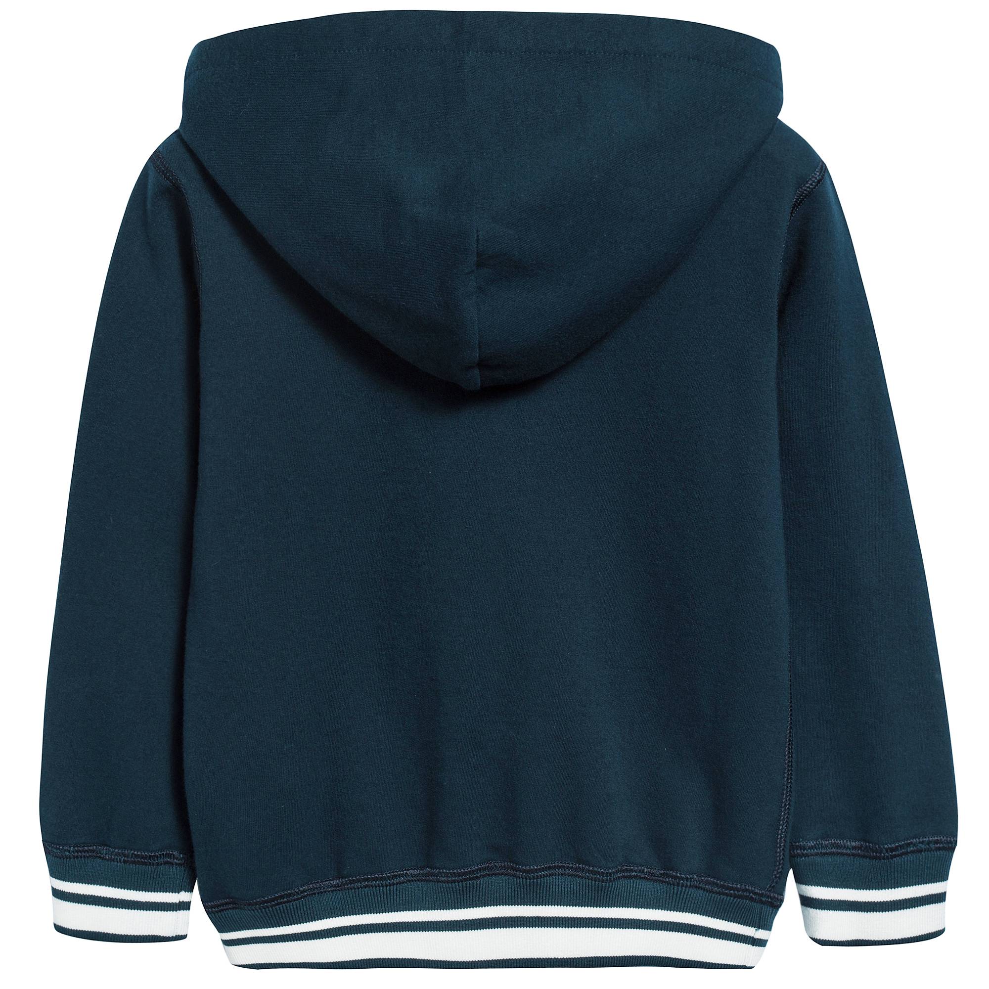 Boys Navy Blue Logo Cotton Sweatshirt