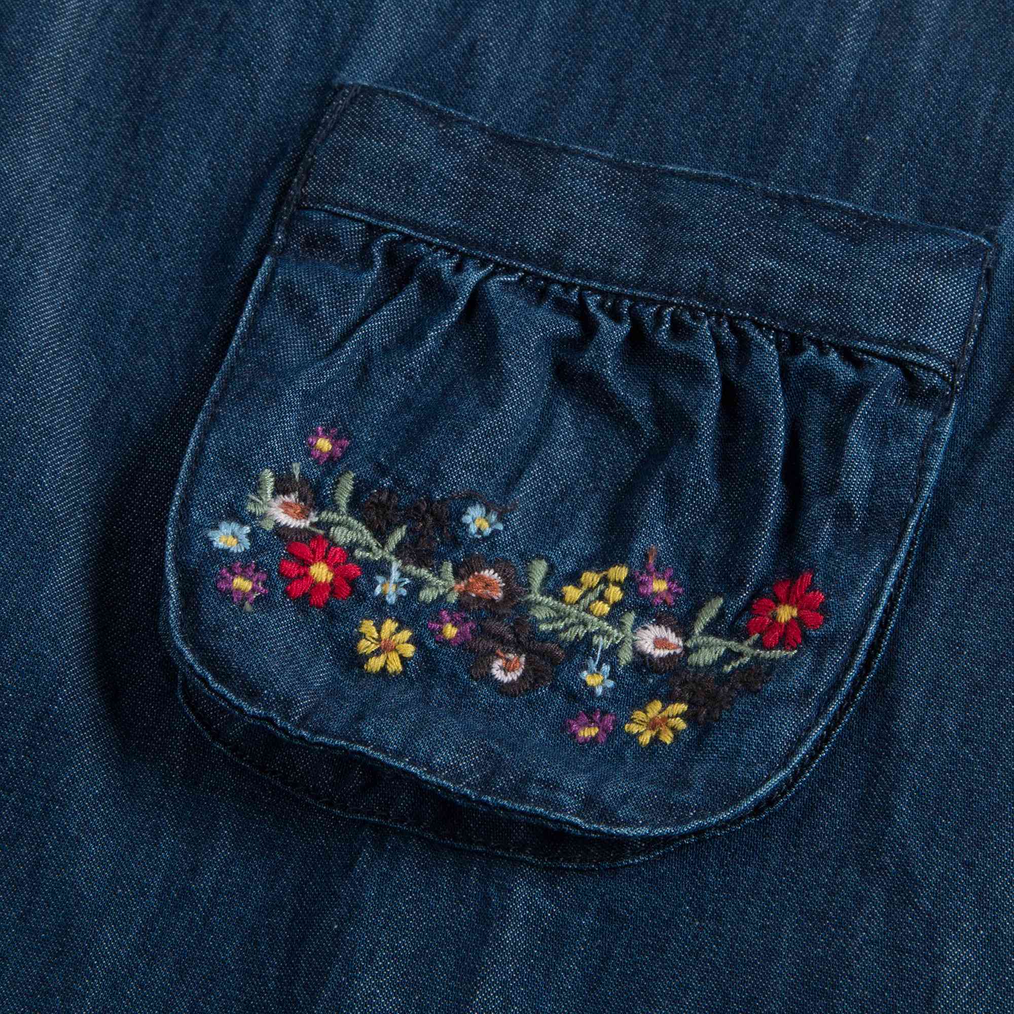 Girls Denim Blue Cotton Dress