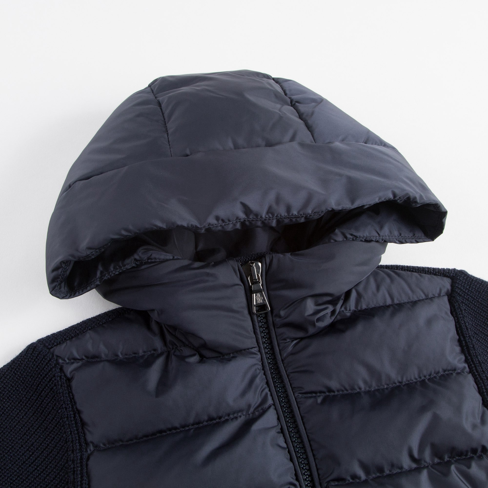 Boys Blue Knitted & Down Padded Zip-up Top