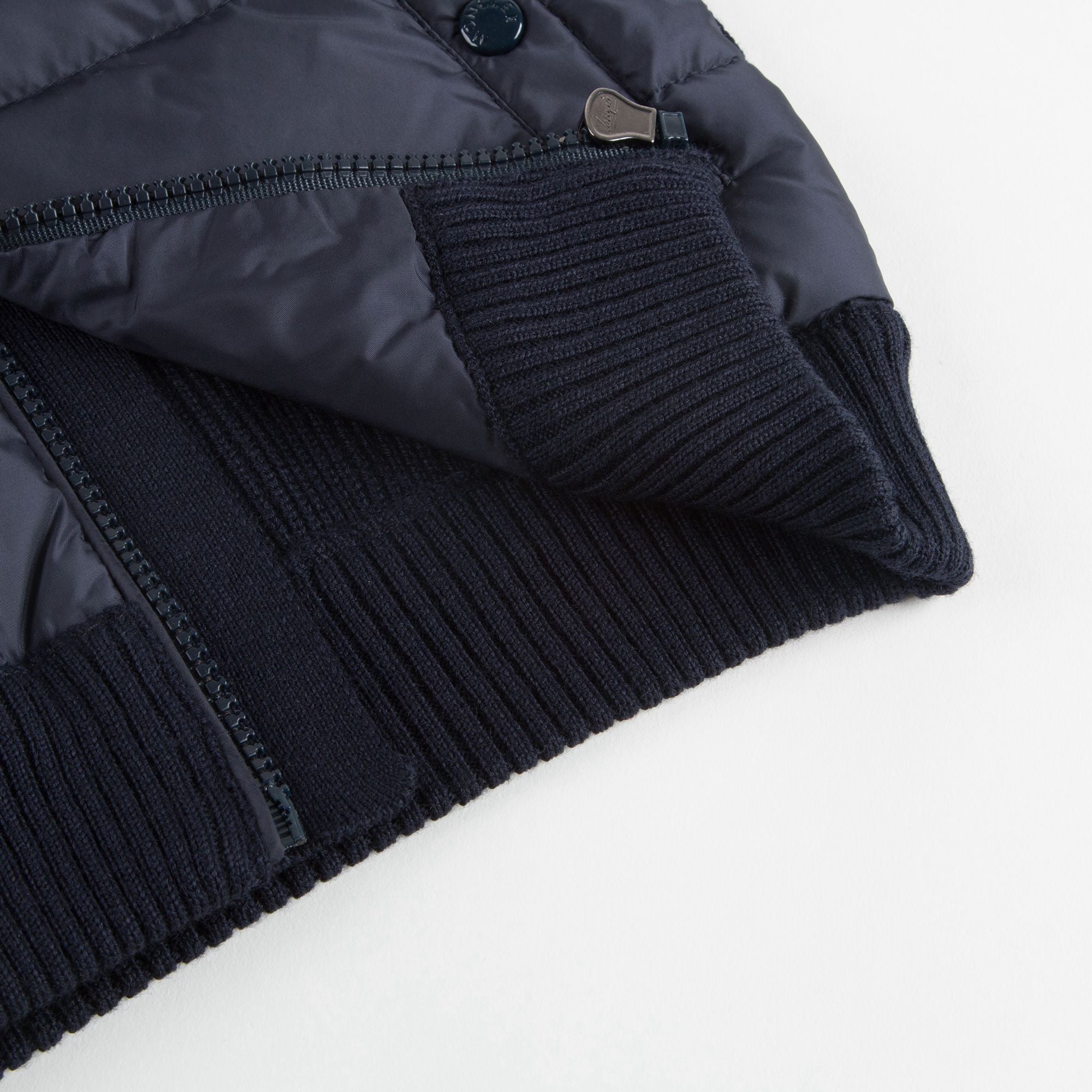 Boys Blue Knitted & Down Padded Zip-up Top